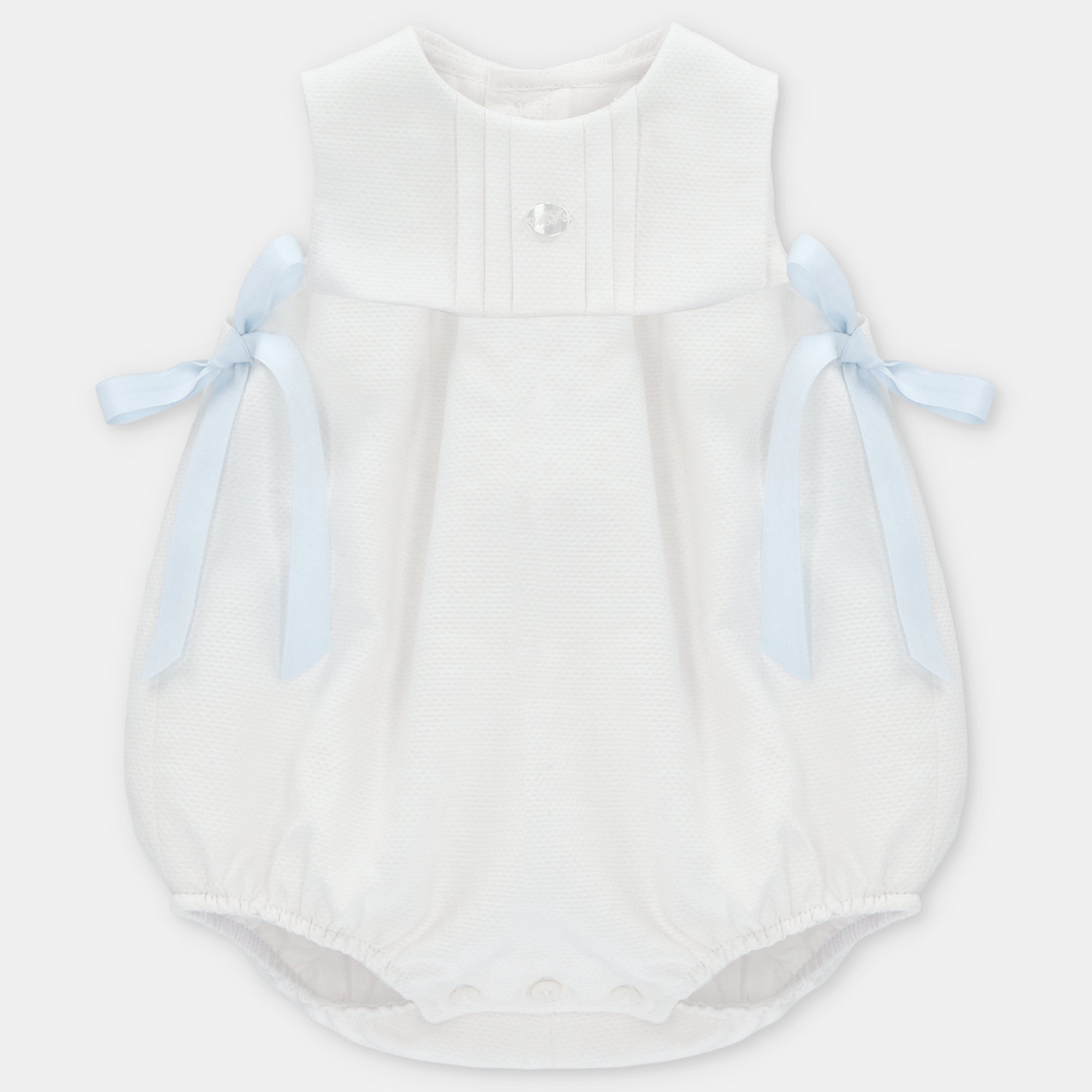 Fofo em piqué branco com laços azuis da Martín Aranda "Montreal"