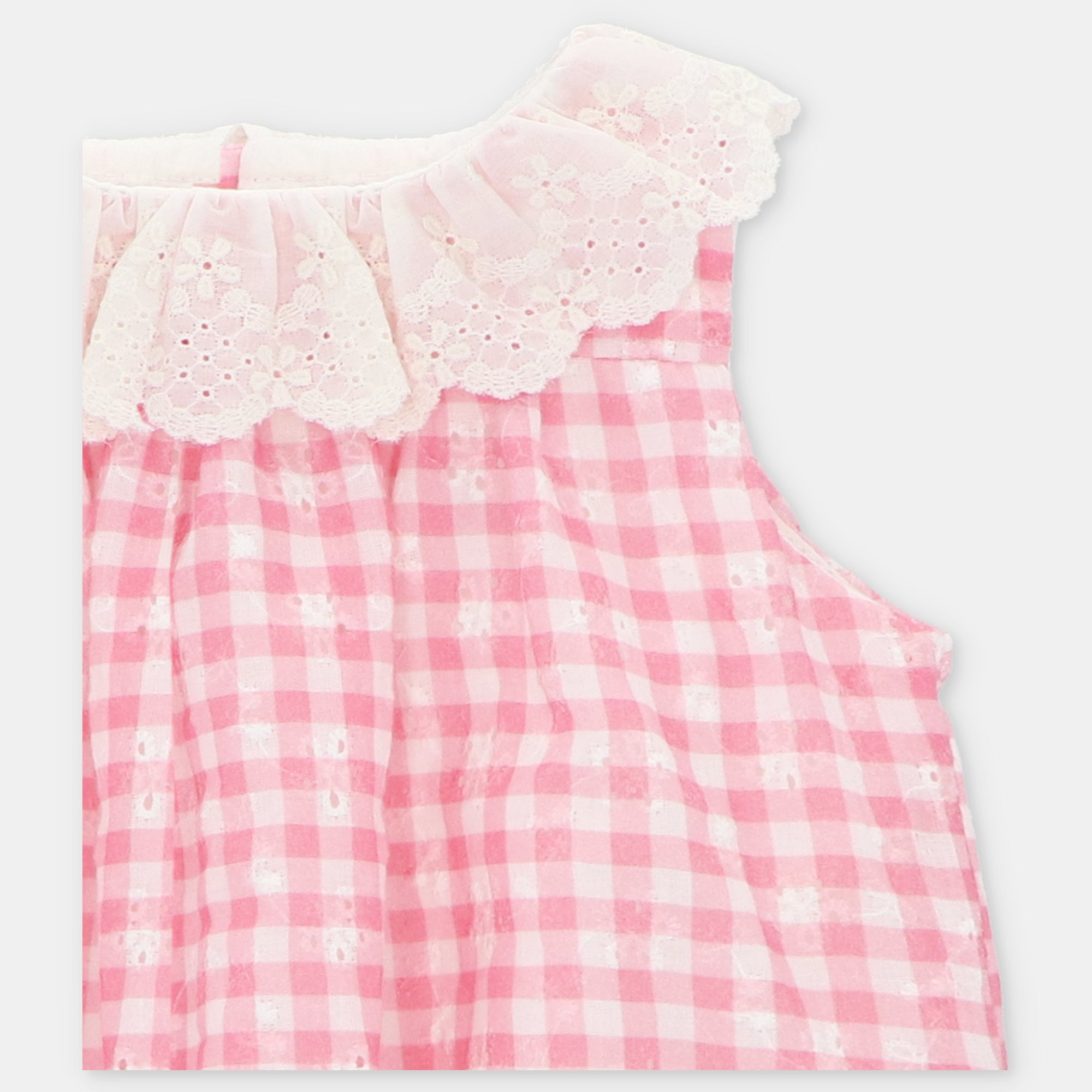 Fofo vichy coral para bebe menina da Martín Aranda "Alberta"