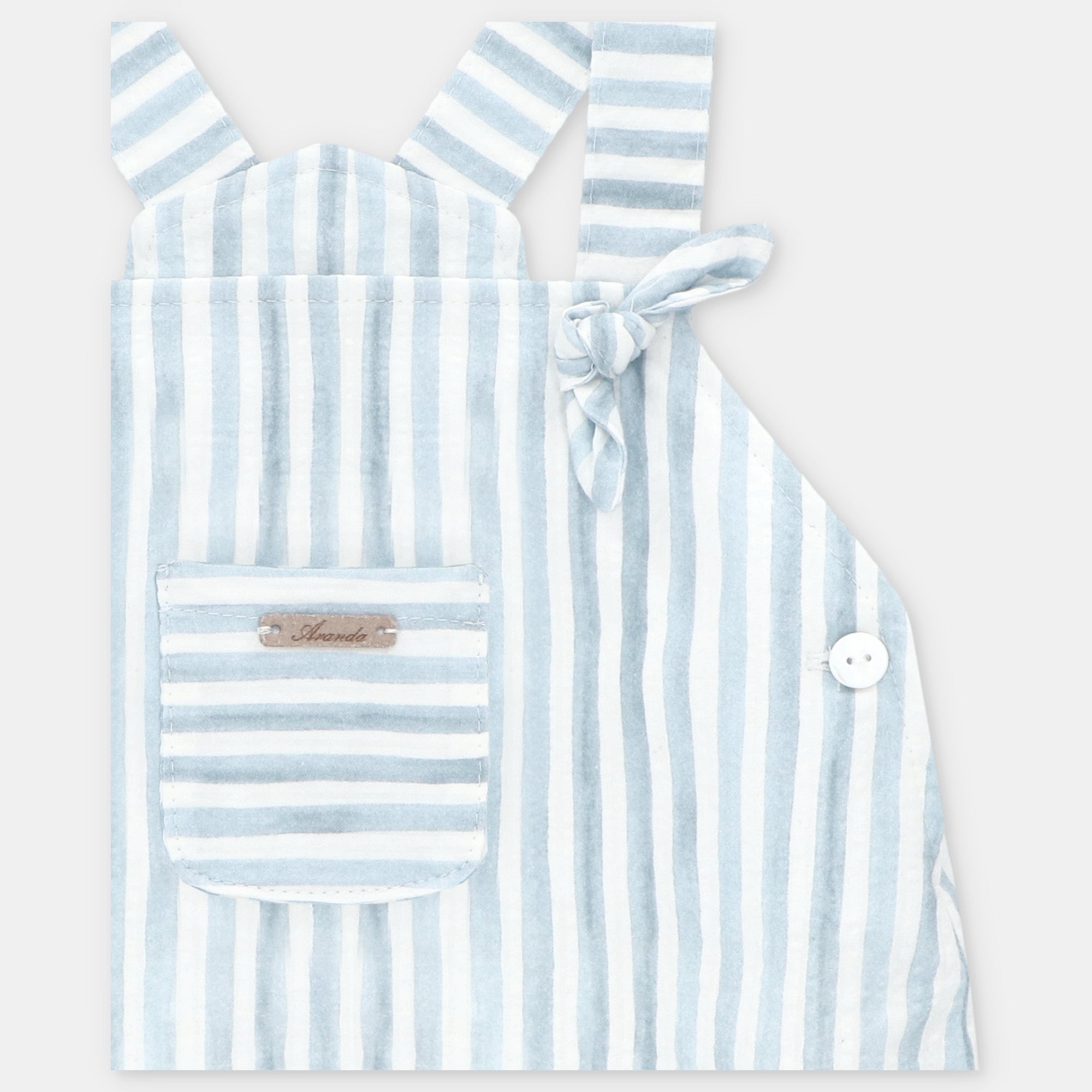 Jardineira com riscas azuis e alça com nó para bebe da Martín Aranda "Surrey"