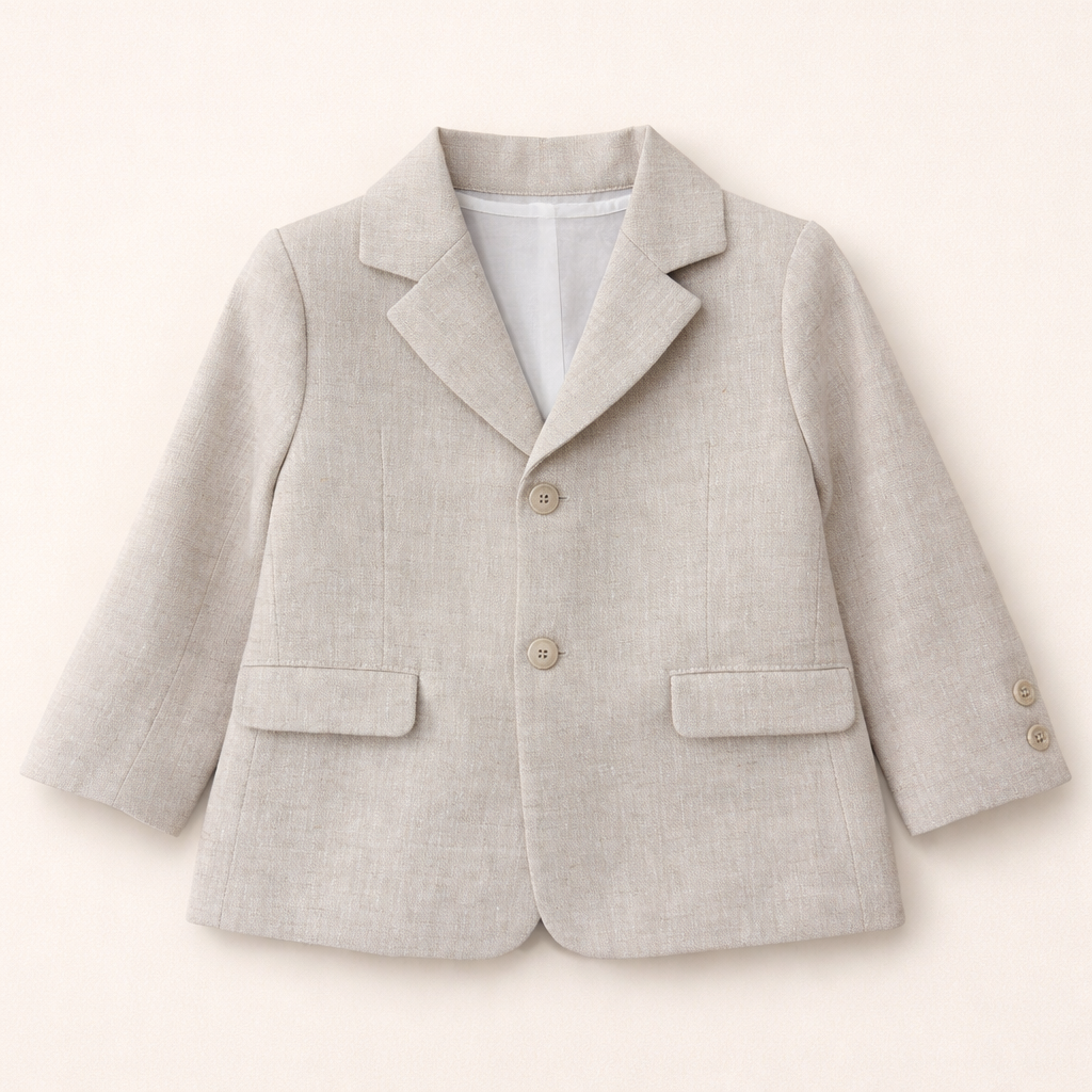 Conjunto blazer e calção linho bege da Paz Rodriguez "Cerimónia"
