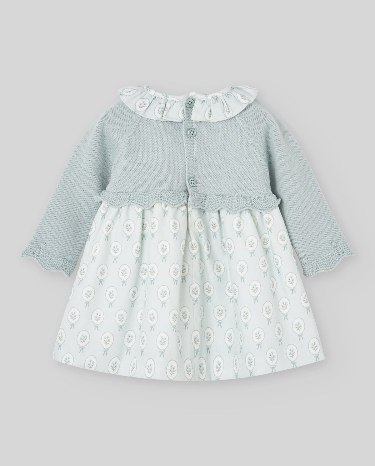 Vestido combinado e tapa fralda verde da Paz Rodriguez "Leira"