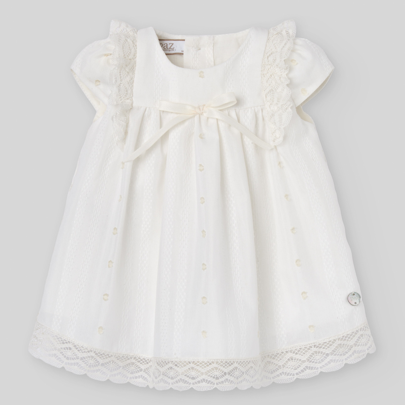 Vestido e tapa fralda pérola cerimónia da Paz Rodriguez "Paz"