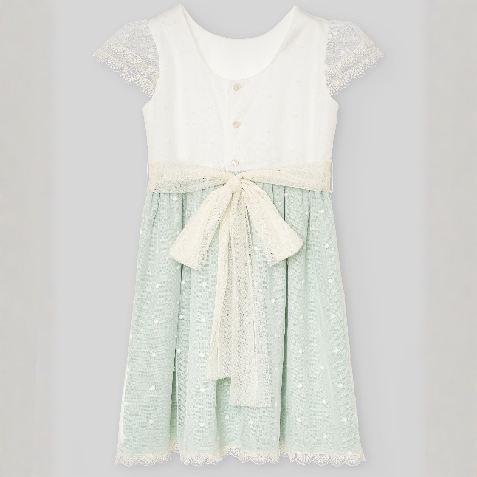 Vestido de cerimonia pérola e verde água da Paz Rodriguez "Cerimónia"