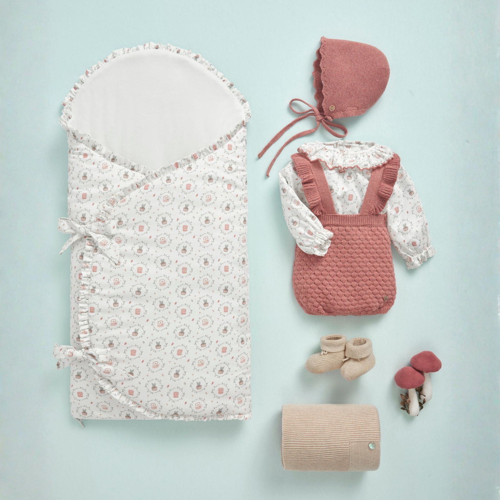 Conjunto blusa estampada e fofo malha rosa da Paz Rodriguez "Lumbre"