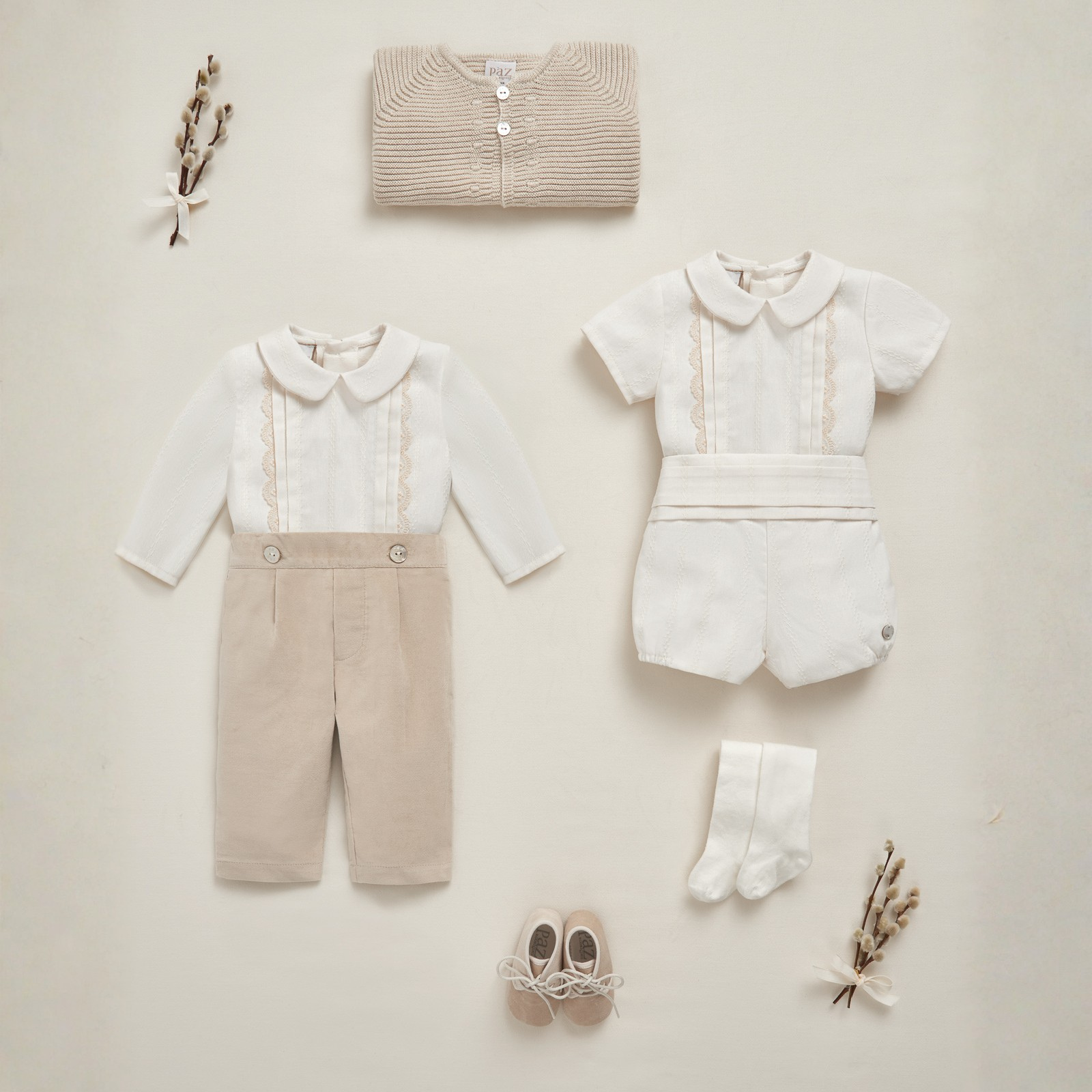 Conjunto cerimónia blusa e calça bege da Paz Rodriguez "Lua"