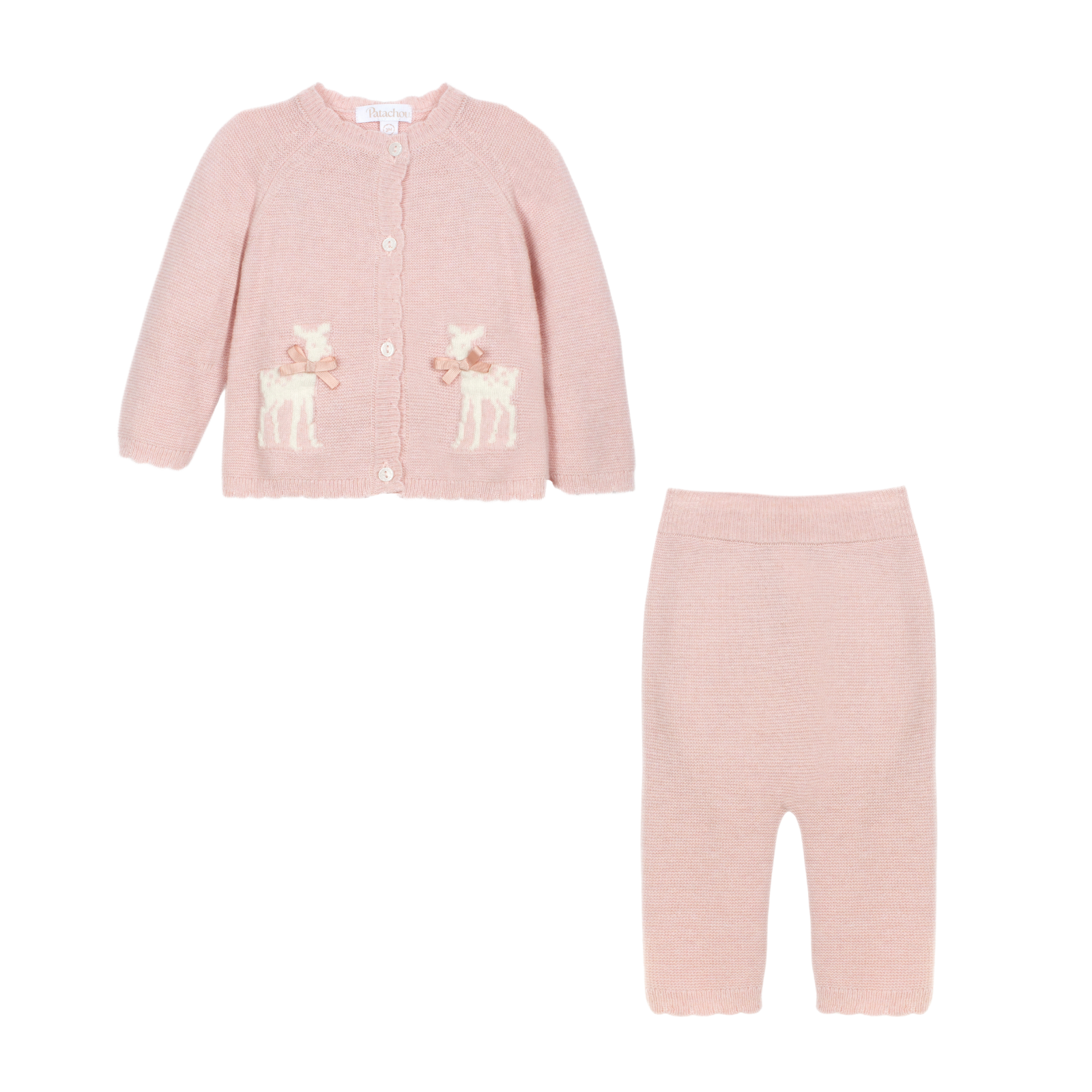 Conjunto casaco e calça rosa de malha da Patachou "Sweet pink"
