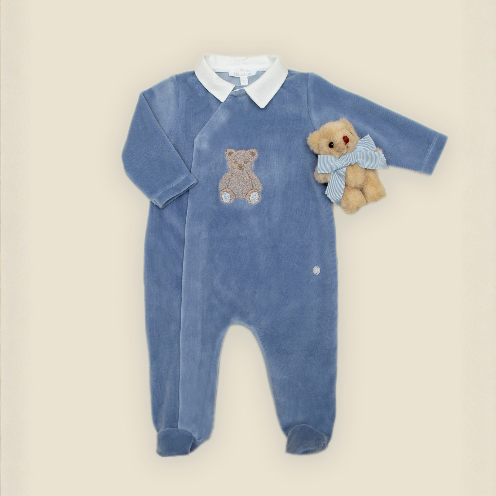 Babygrow azul com ursinho frontal da Patachou "Blue"