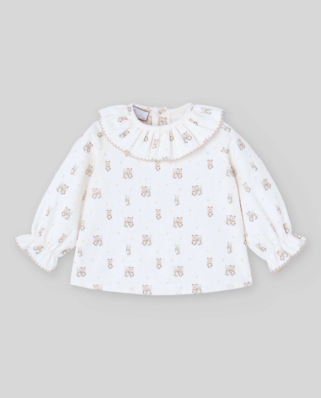 Conjunto calção malha bege e blusa pérola estampada da Paz Rodriguez "Mel"