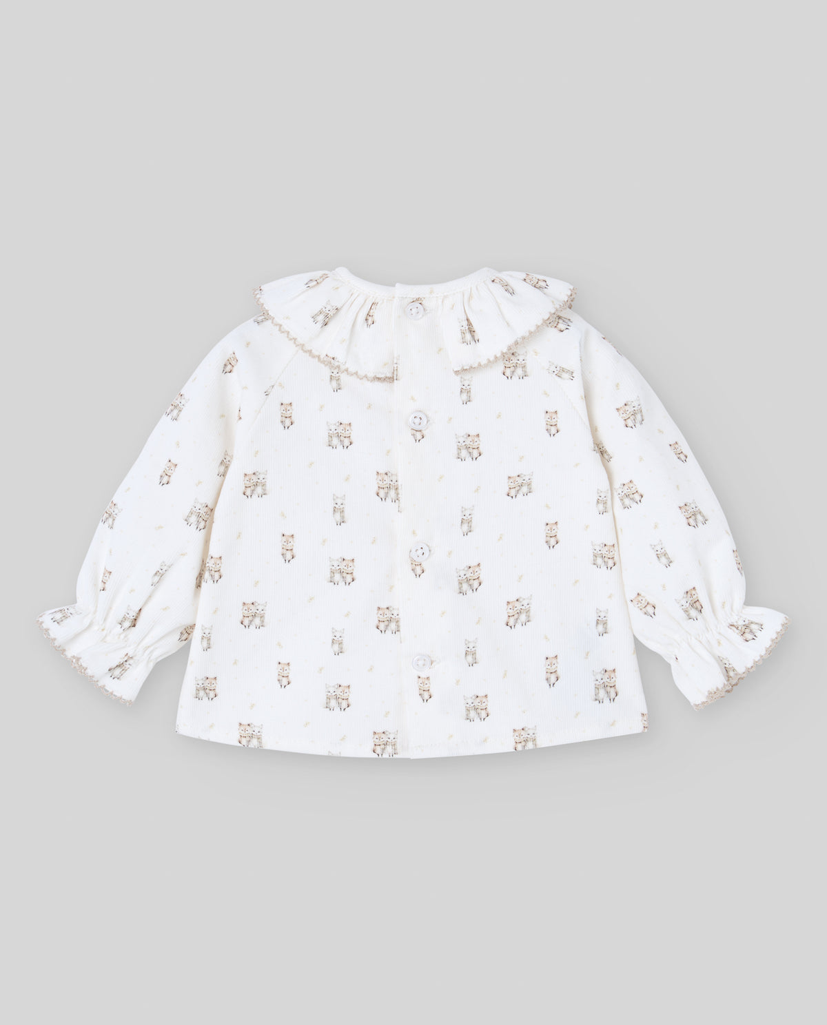Conjunto calção malha bege e blusa pérola estampada da Paz Rodriguez "Mel"