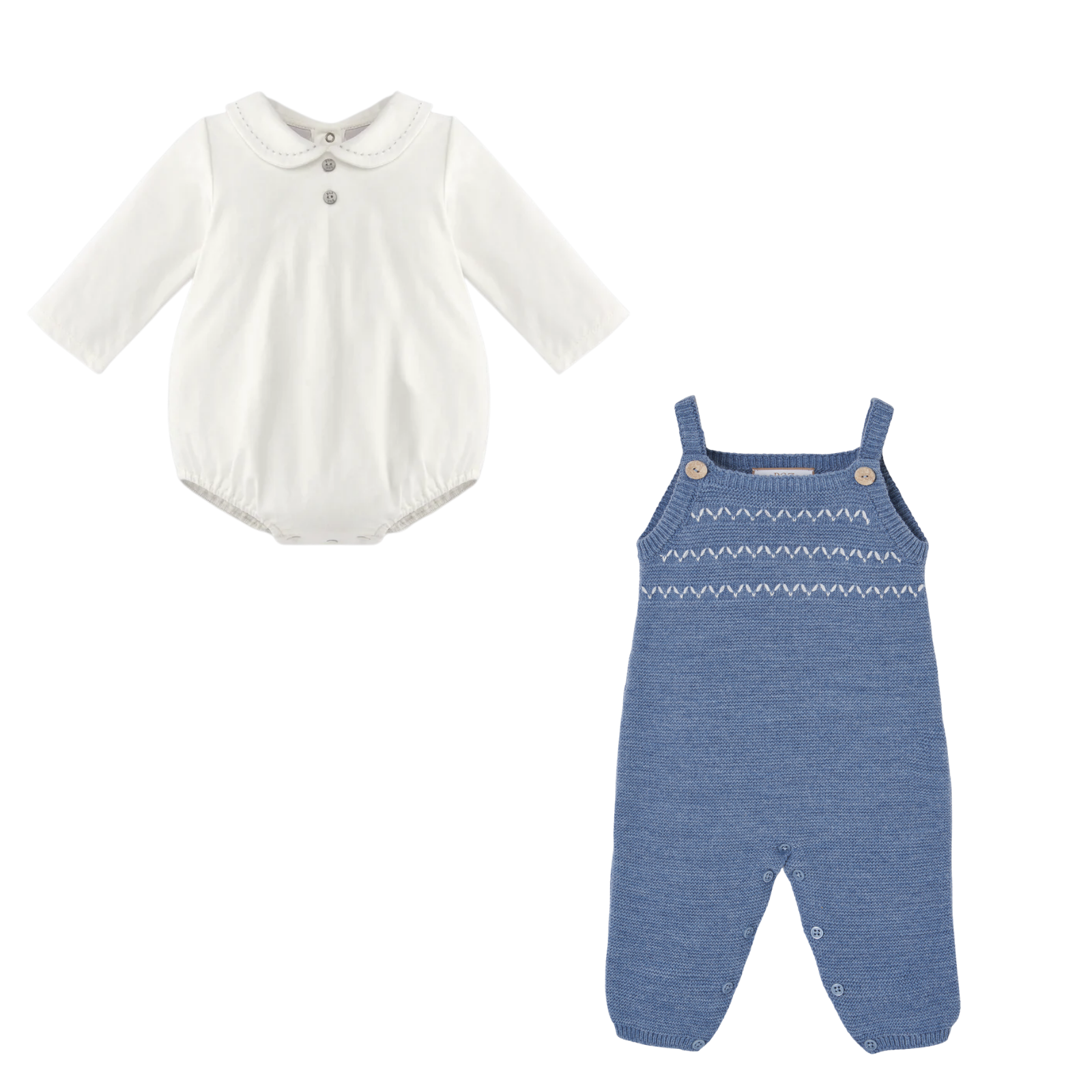 Conjunto jardineira malha azul e body da Paz Rodriguez "Ponte"