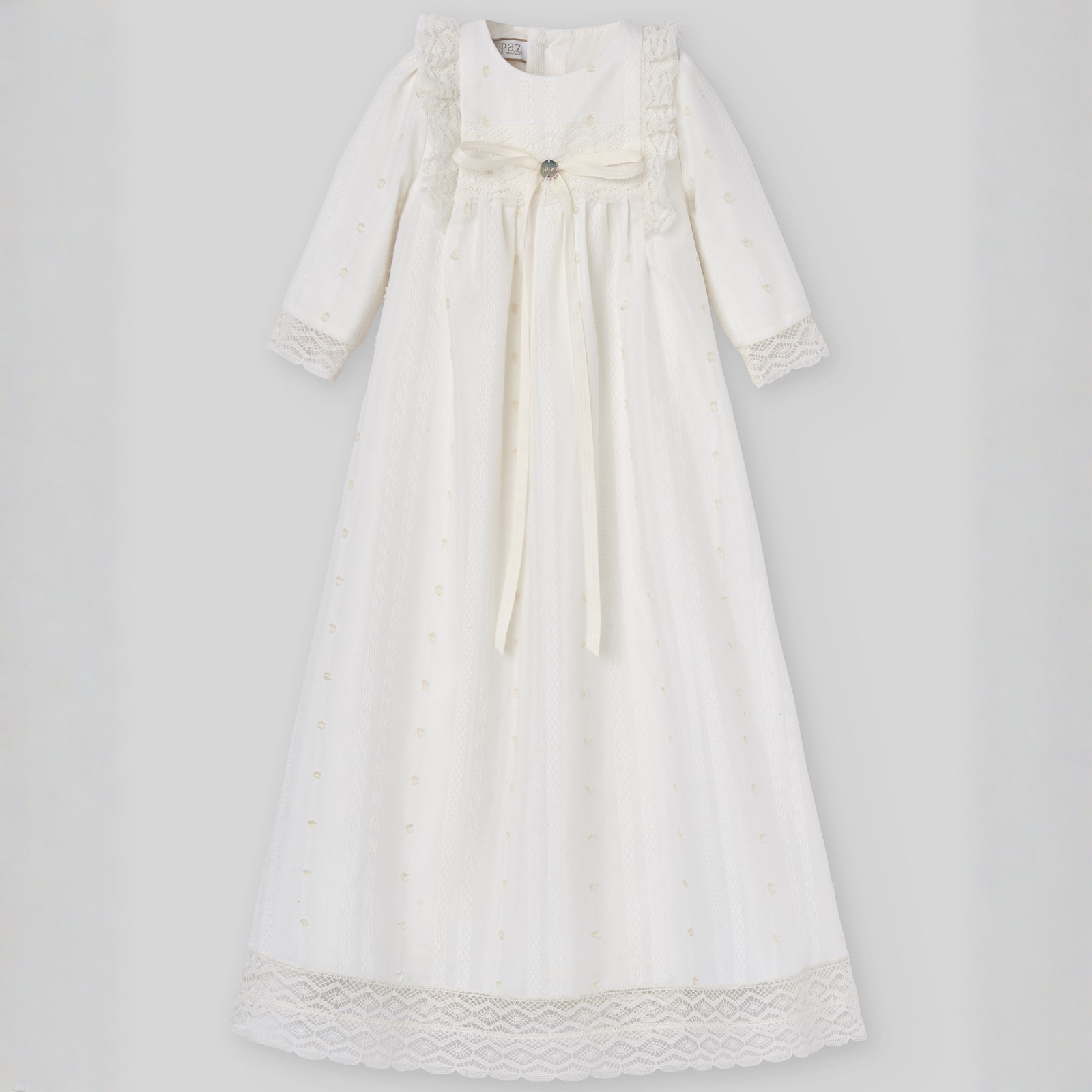 Fraldão com tapa-fralda e touca pérola para cerimónia da Paz Rodriguez "Paz"