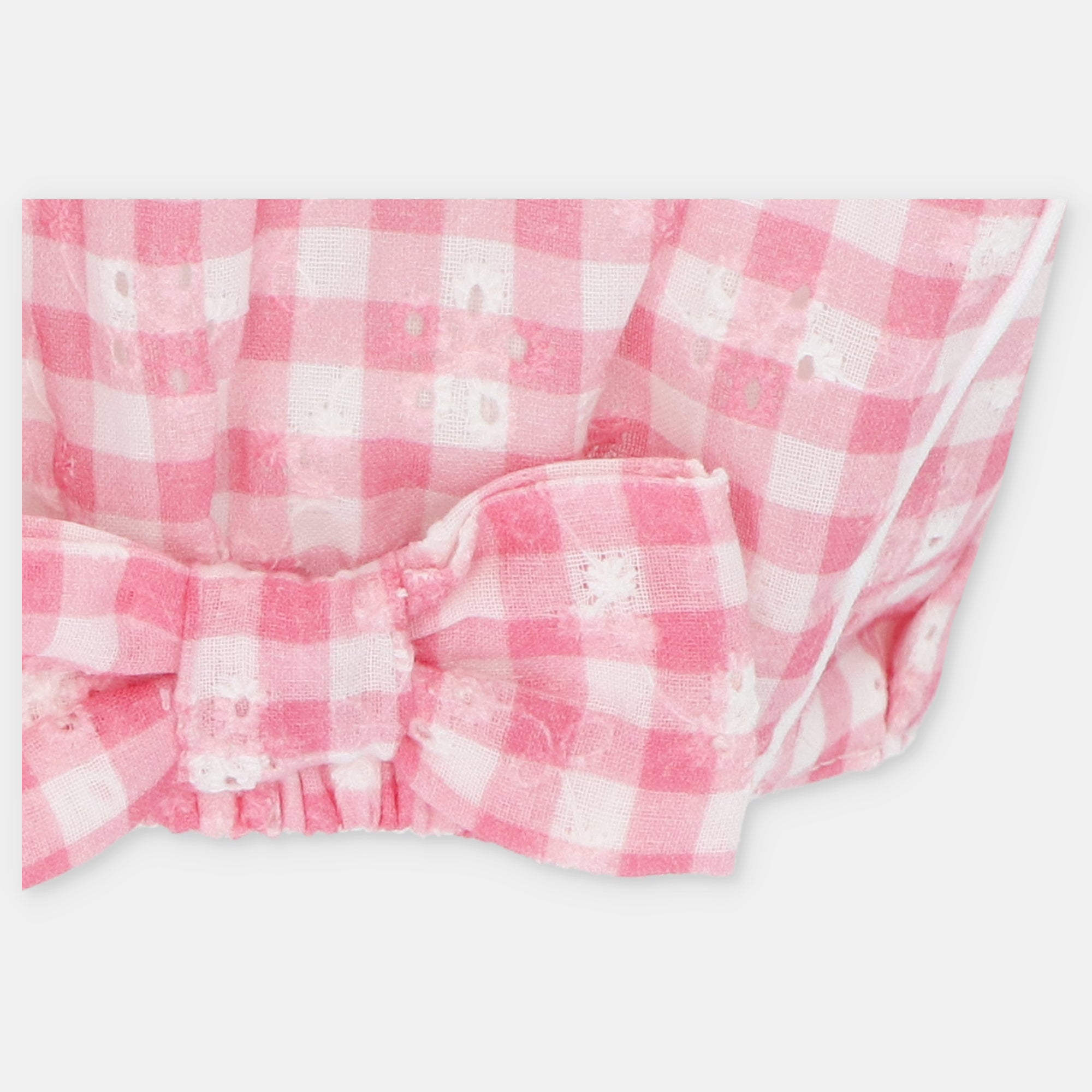 Touca em vichy coral para bebe menina da Martín Aranda "Alberta"