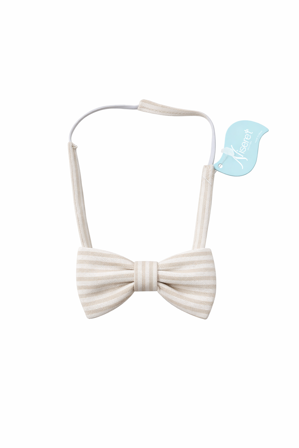 Papillon riscas em linho bege para cerimonia da Niseret