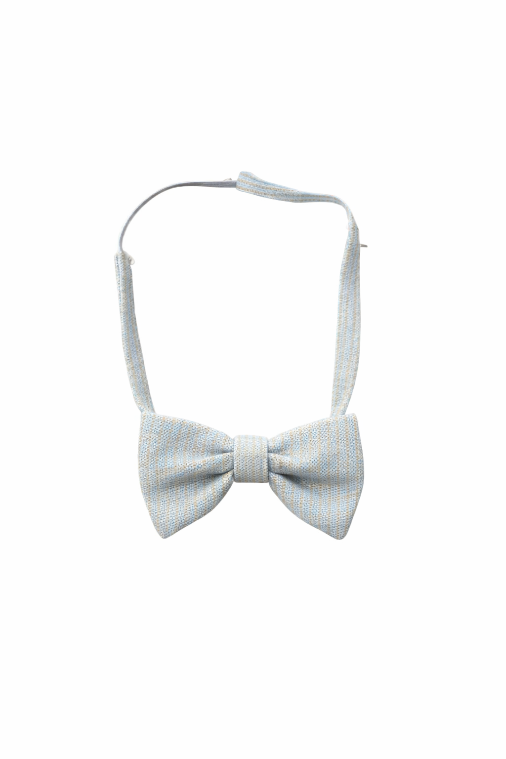 Papillon em linho azul com riscas beges para cerimonia da Niseret