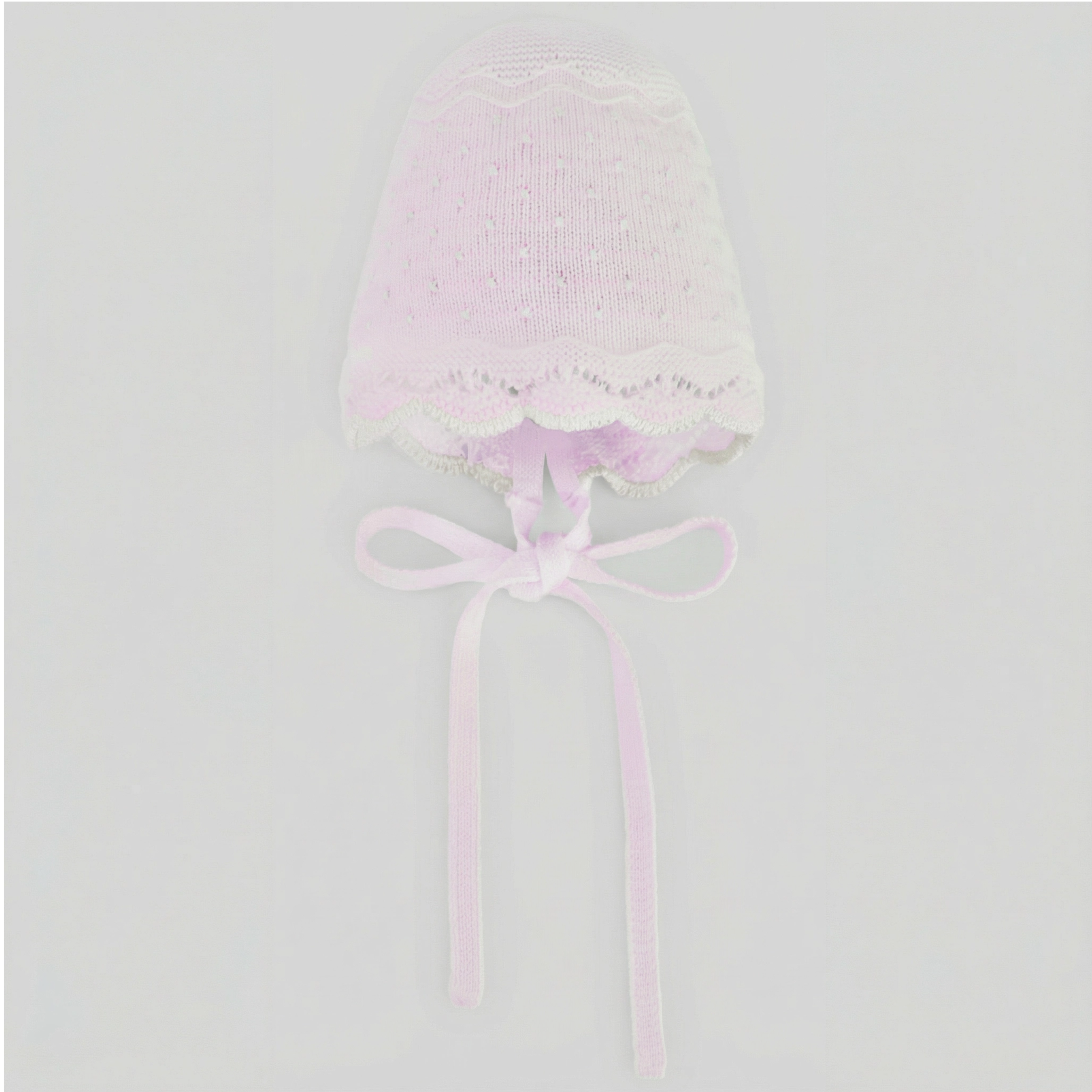Touca recém nascido em malha rosa da Paz Rodriguez "Paz"