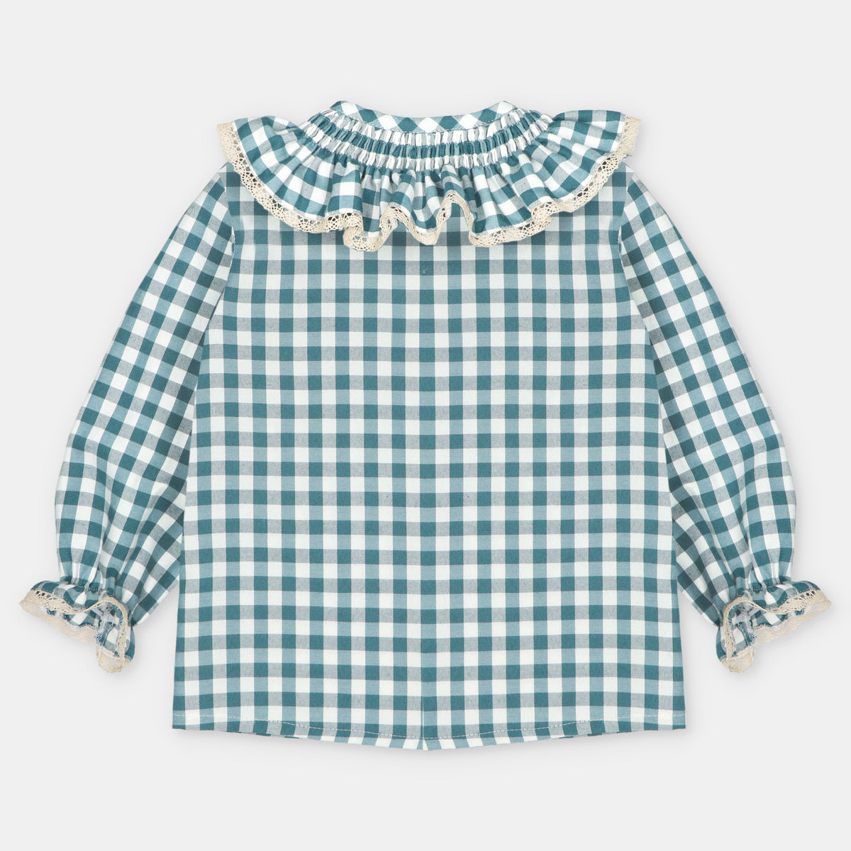 Conjunto blusa vichy e calças bege da Martín Aranda "Navia"