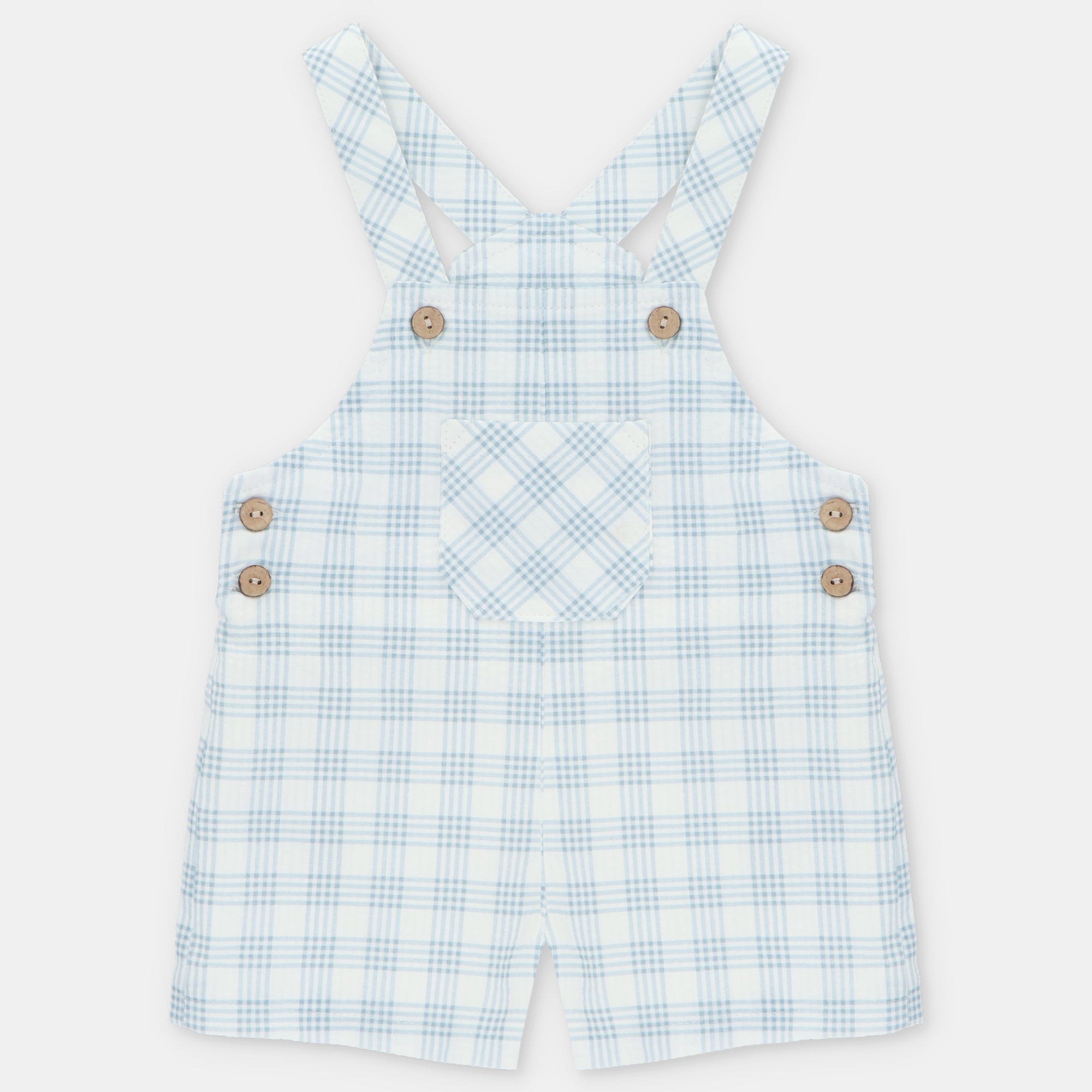 Jardineira com quadrados azuis para bebe menino da Martín Aranda "Ottawa"