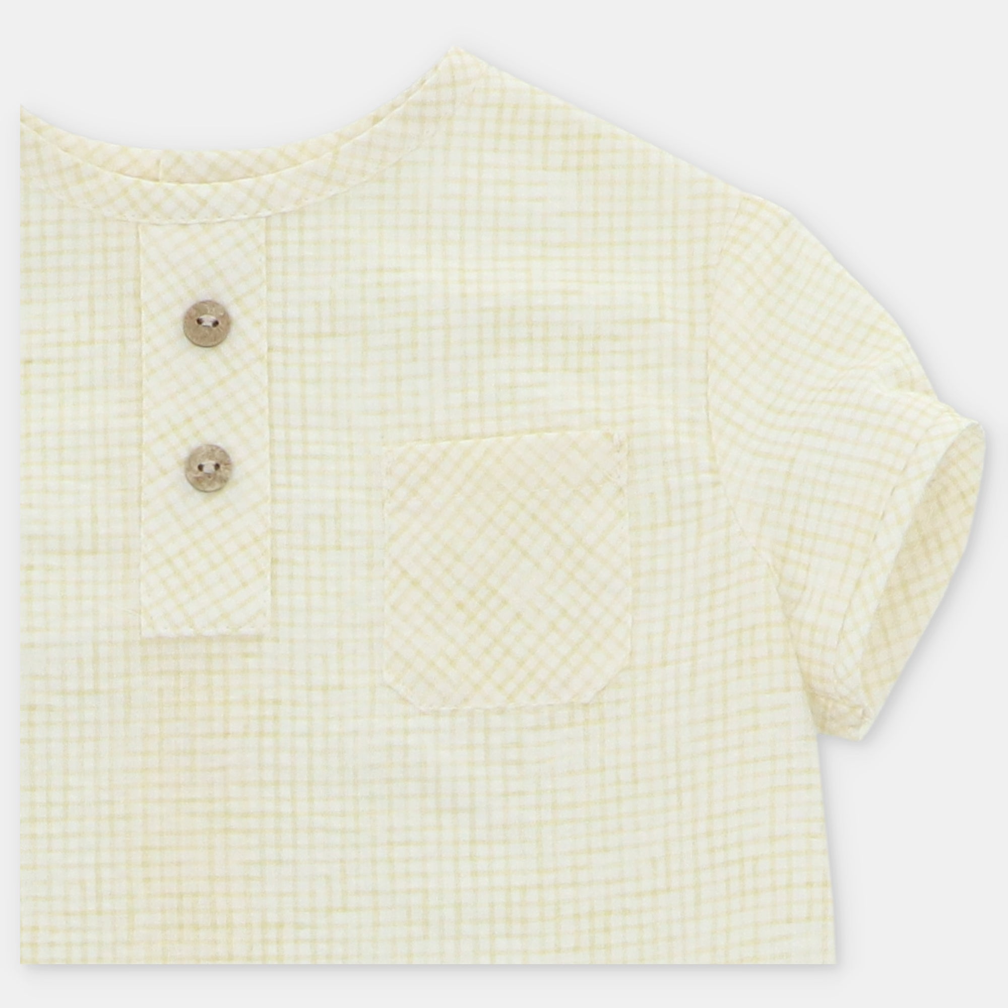 Conjunto blusa vichy amarela e calção verde para bebe menino da Martín Aranda "Winnipeg"