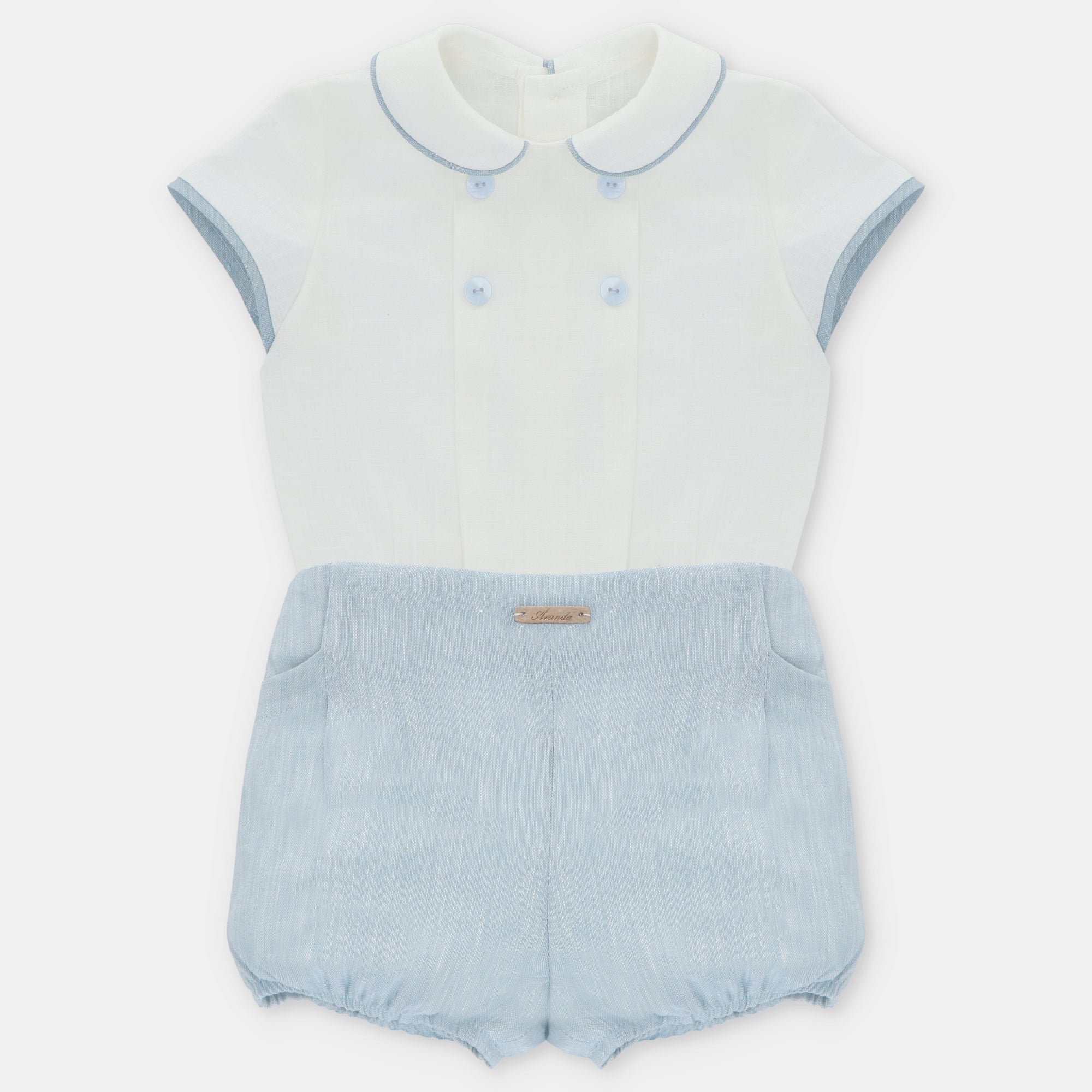 Conjunto cerimónia blusa e calção azul da Martin Aranda "Victoria"