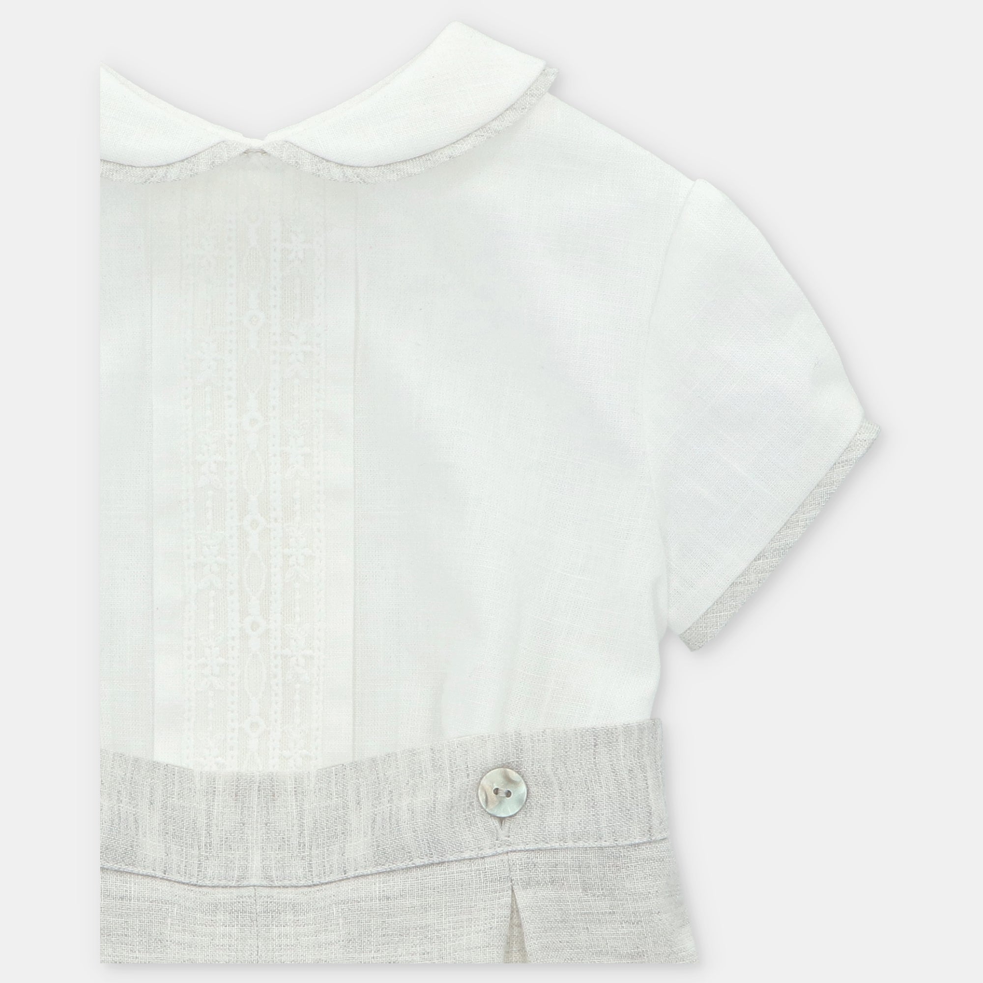 Conjunto blusa com renda e calção linho bege da Martín Aranda "Calgary"