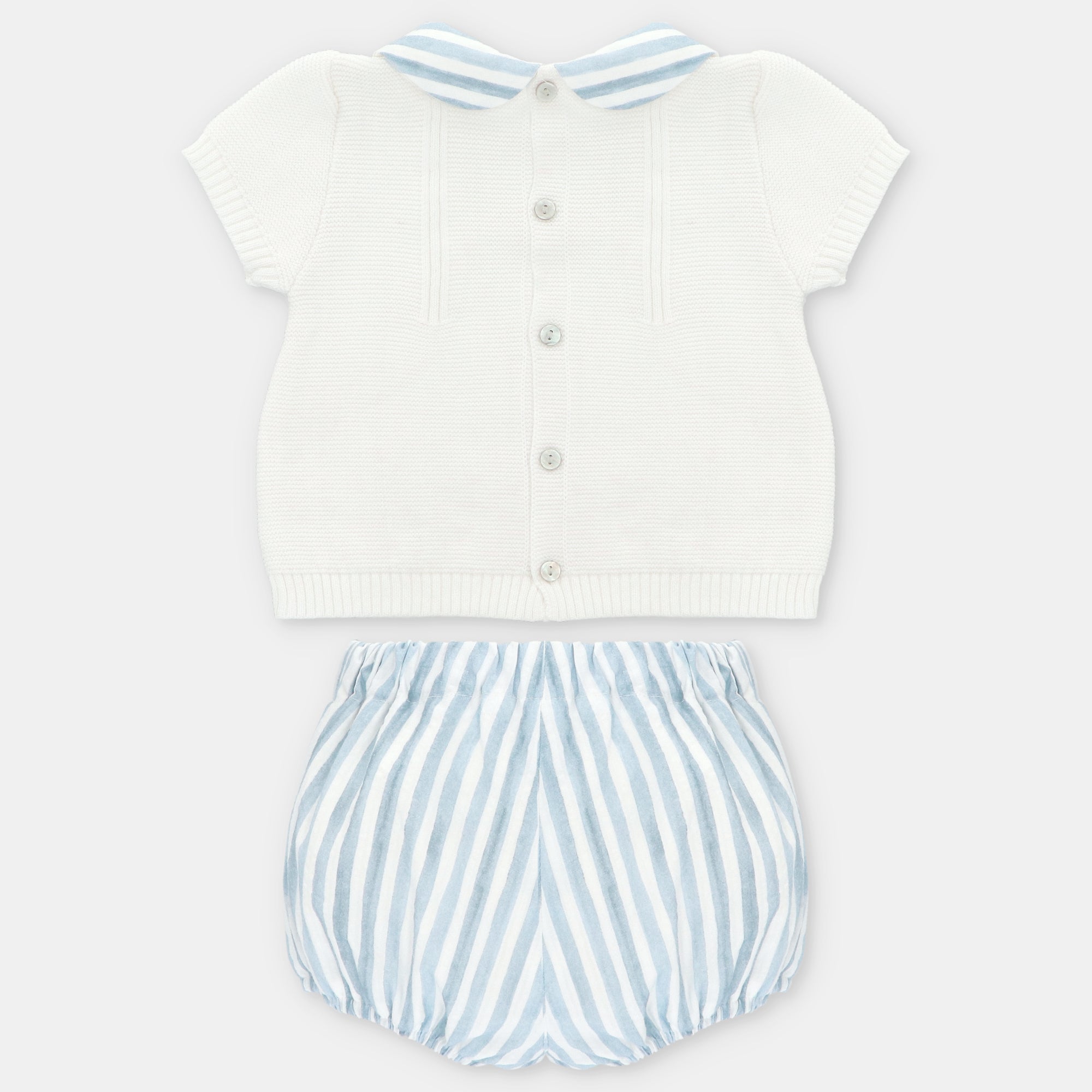 Conjunto camisola de malha e calção com riscas azuis para bebe da Martín Aranda "Surrey"