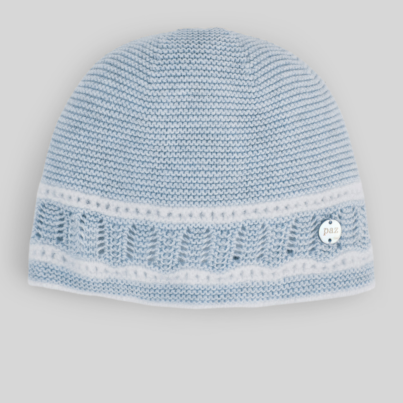 Gorro recém nascido em malha azul da Paz Rodriguez "Lua"