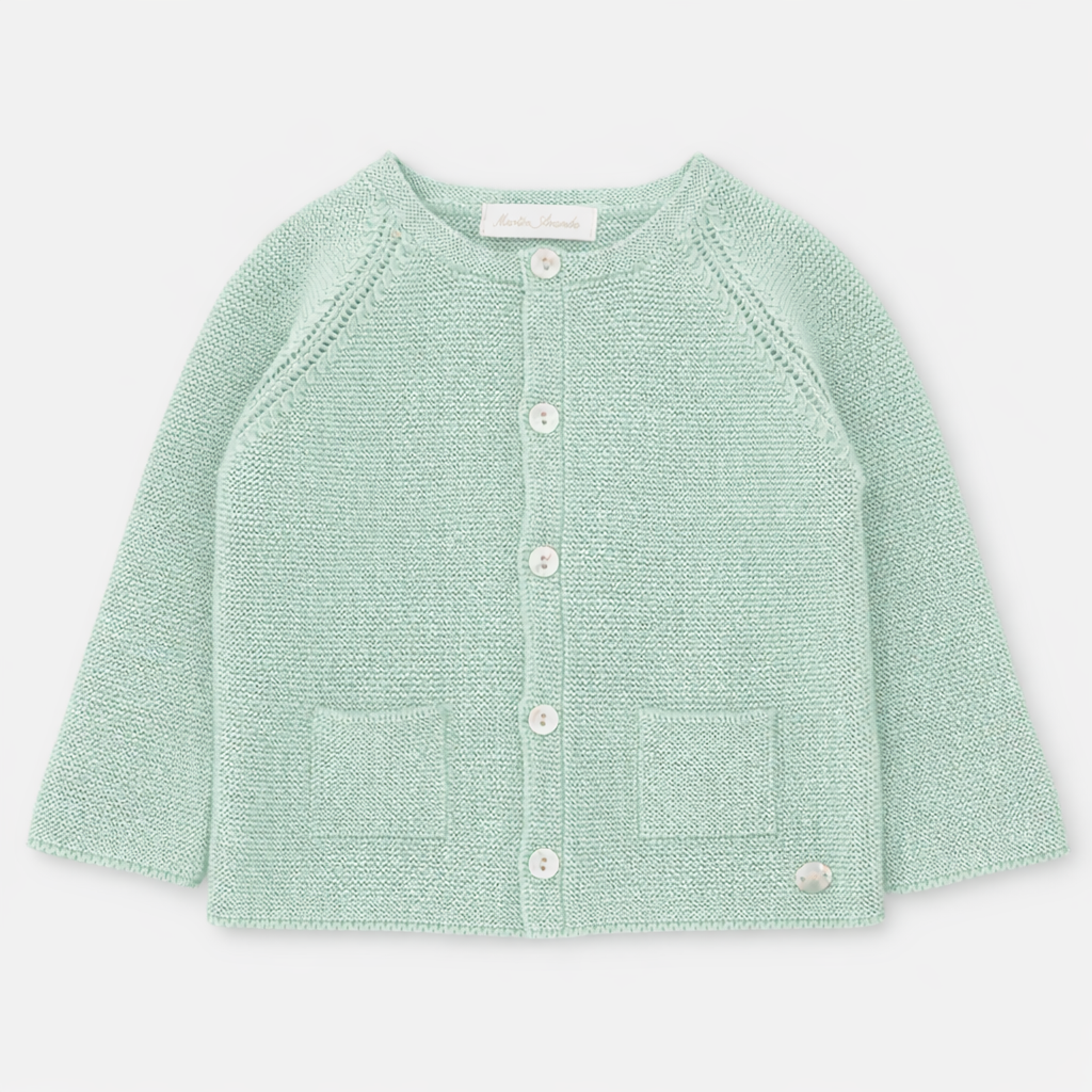 Casaco de malha verde água para bebe da Martín Aranda "Surrey"