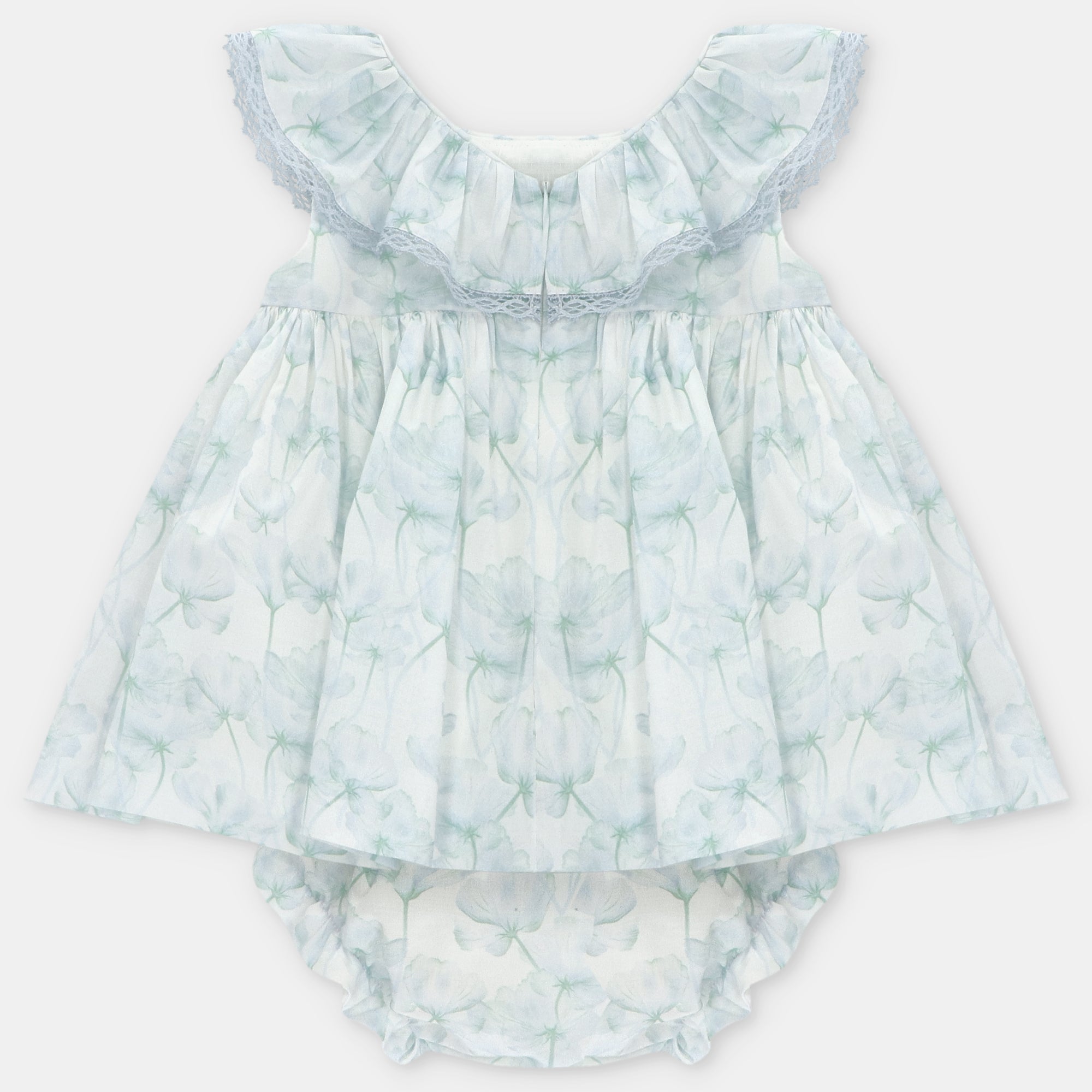 Vestido e tapa fraldas com estampado floral em tons de azul da Martín Aranda "Ottawa"