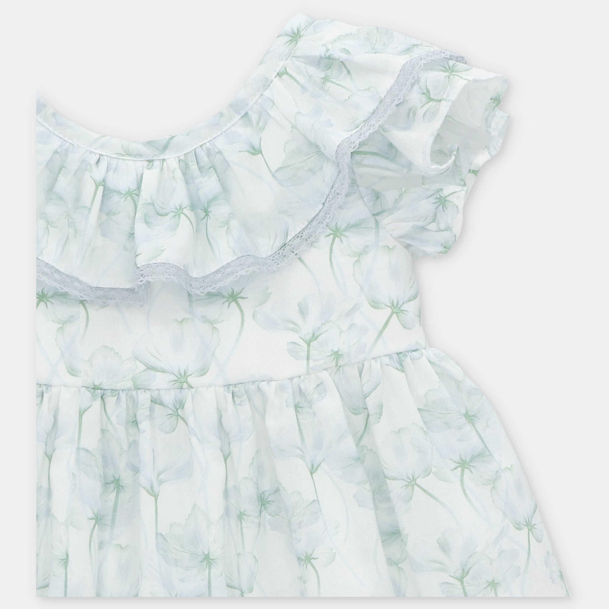 Vestido com estampado floral em tons de azul para menina da Martín Aranda "Ottawa"