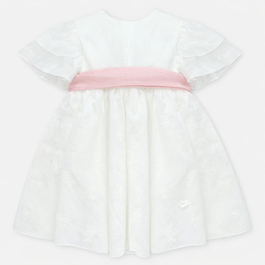 Vestido cerimónia com faixa em rosa da Martín Aranda "Victoria"