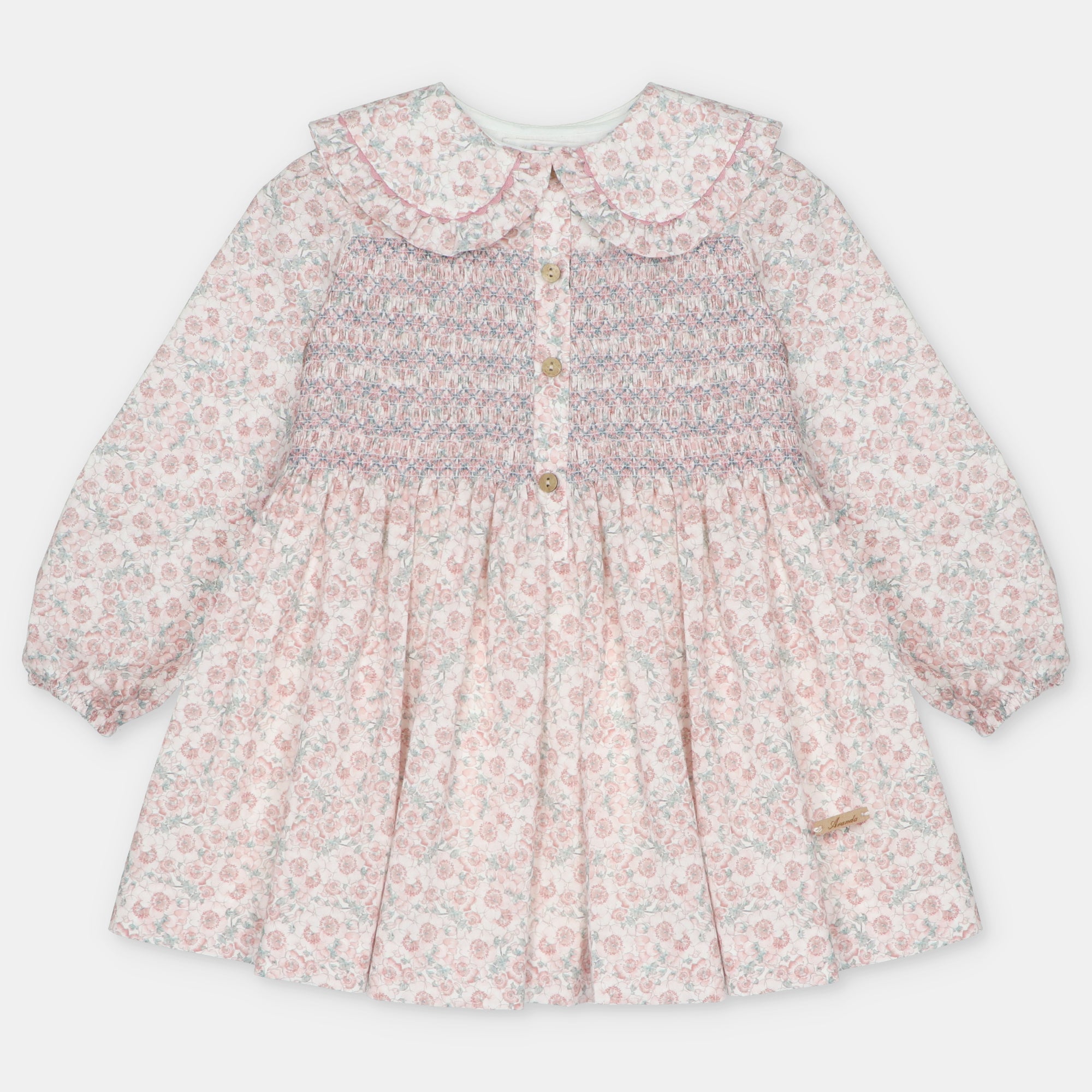 Vestido floral rosa com favos de mel da Martín Aranda "Lena"