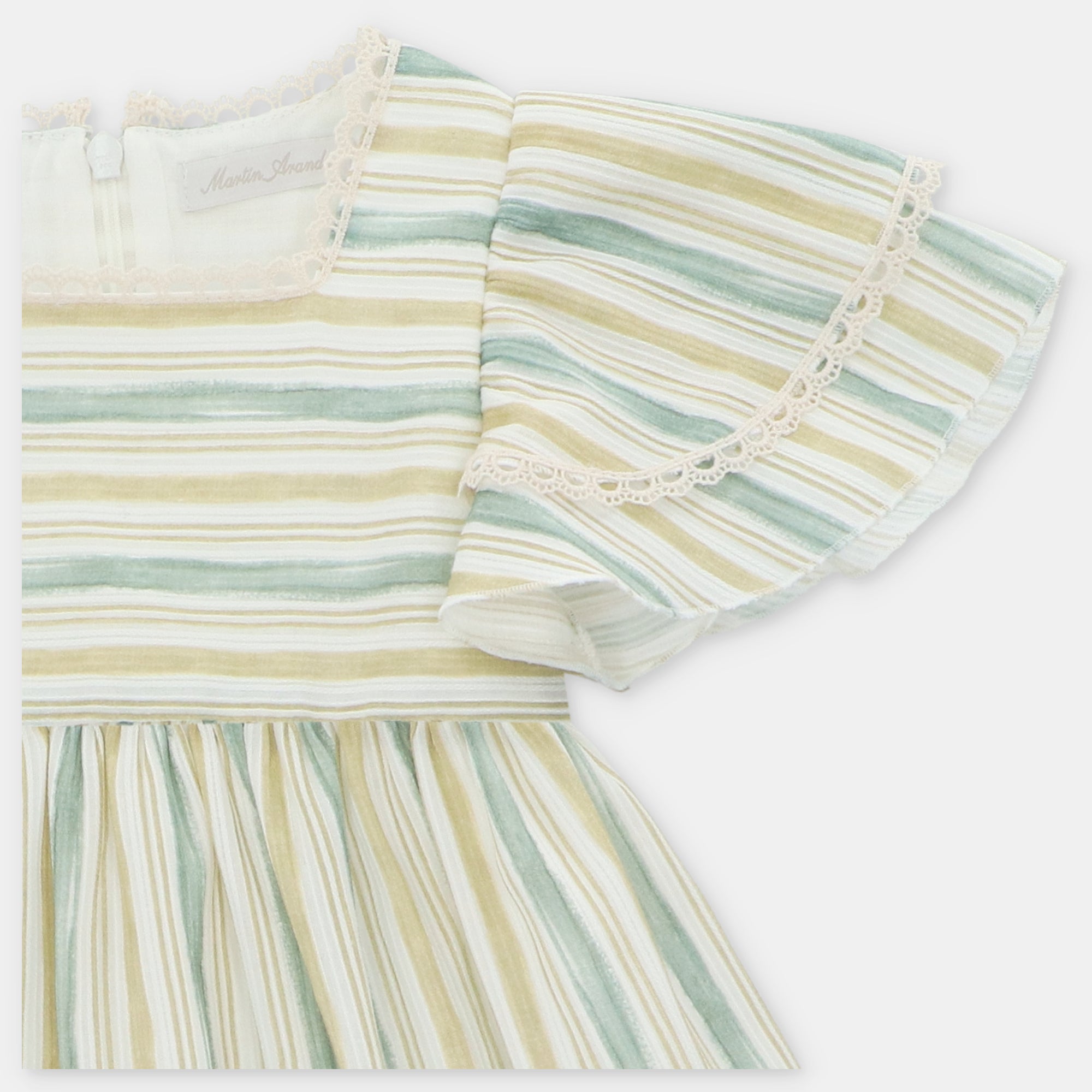 Vestido com estampado de riscas amarelas e verdes para menina da Martín Aranda "Edmonton"