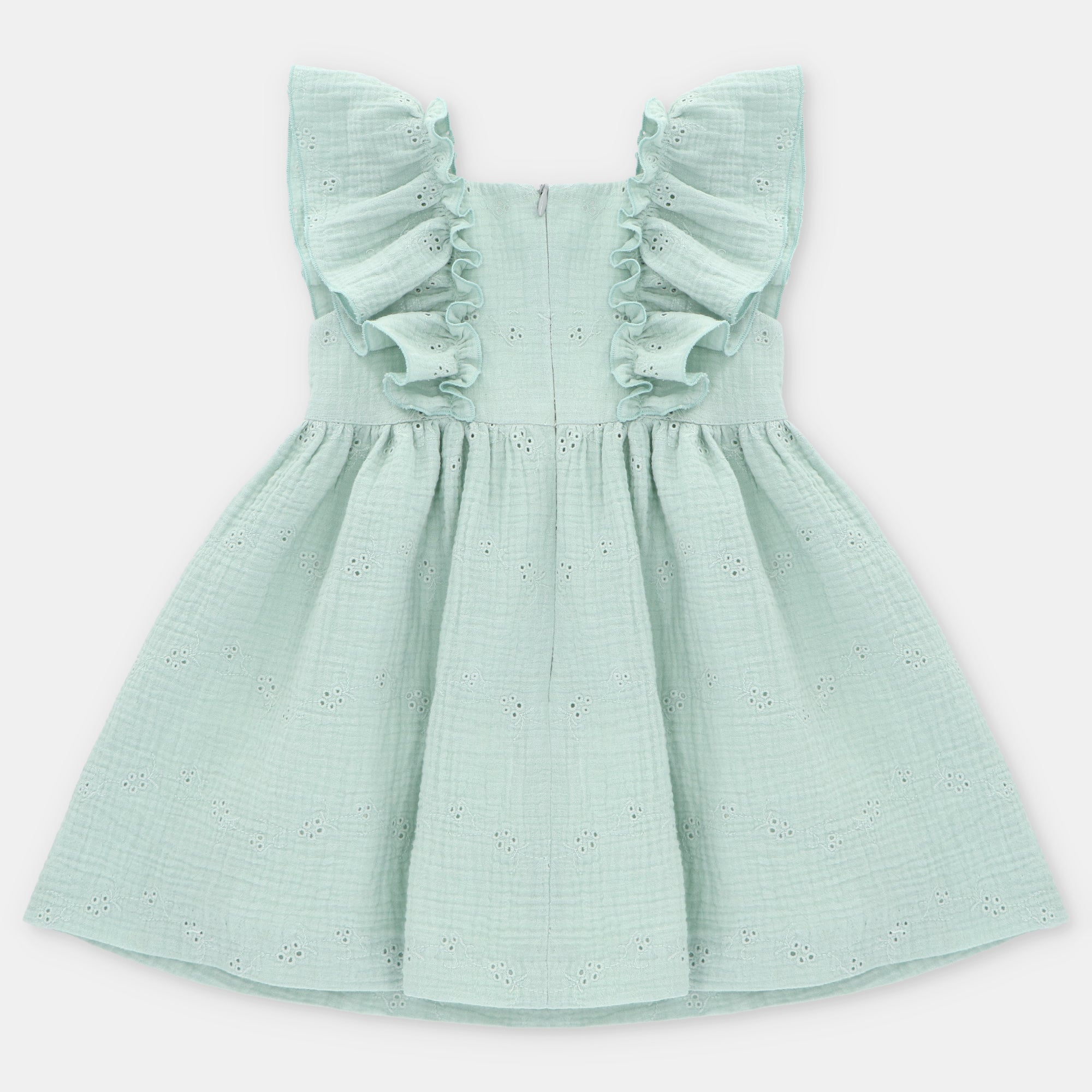 Vestido verde com bordado inglês para menina da Martín Aranda "Edmonton"