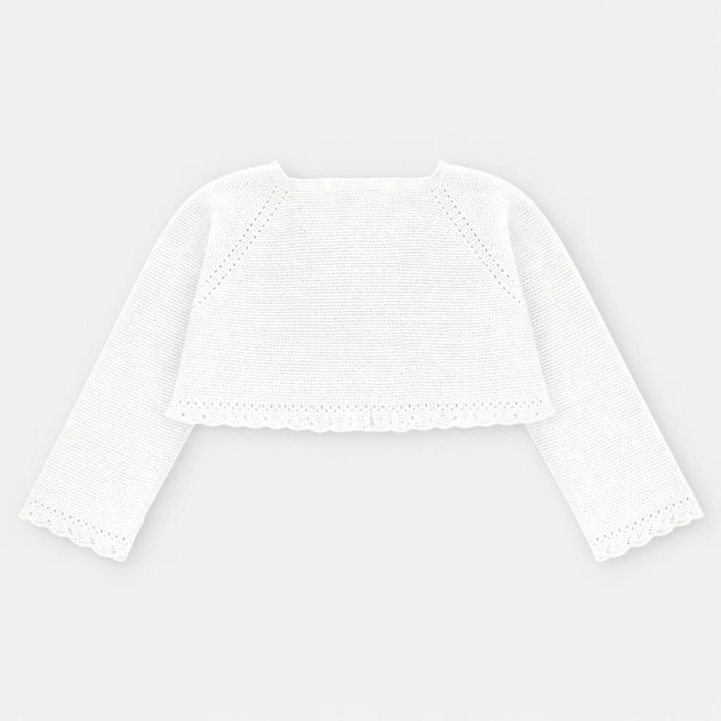 Bolero em malha branca para bebe da Martin Aranda "Toronto"