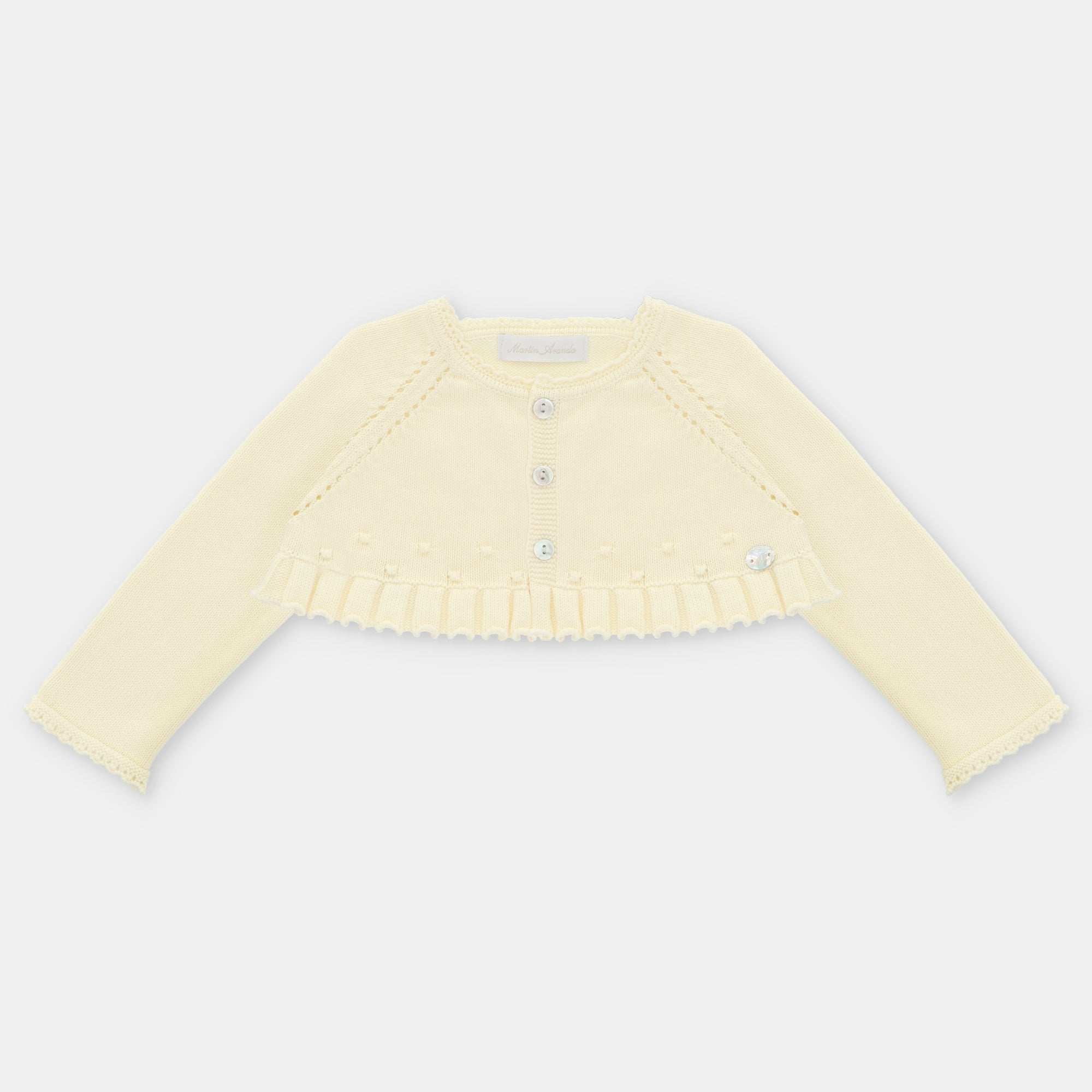 Bolero malha amarelo para bebe menina da Martín Aranda "Winnipeg"