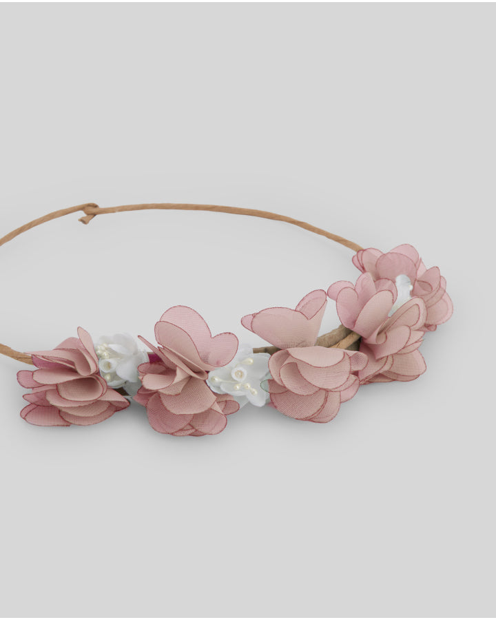Tiara de flores rosa da Paz Rodriguez “Cerimónia”