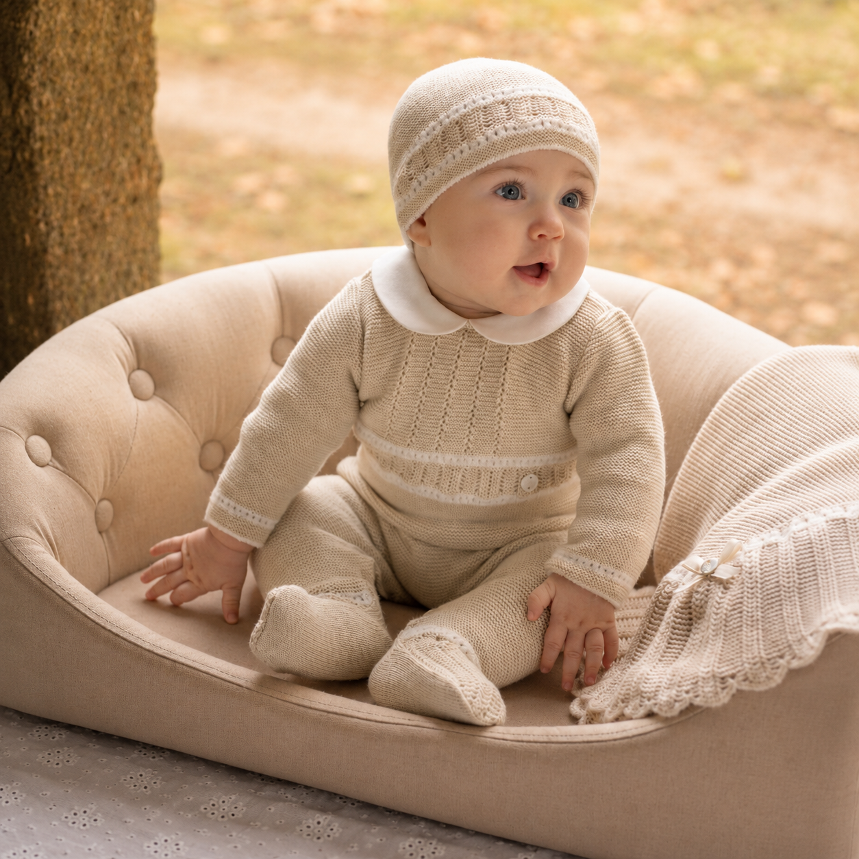 Babygrow para recém-nascido bege da Paz Rodriguez "Lua"