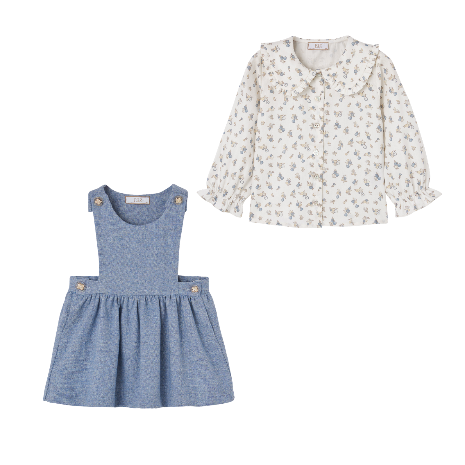 Conjunto blusa estampada e vestido azul da Paz Rodriguez "Ponte"