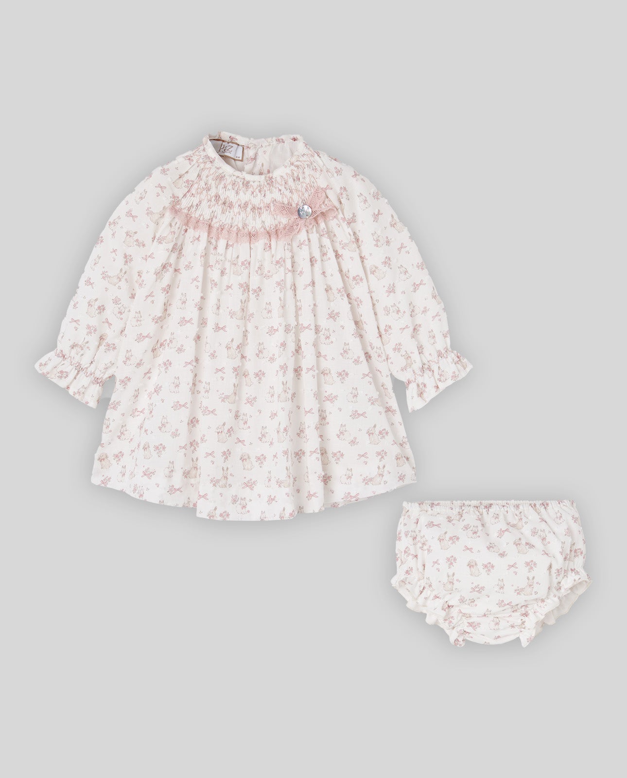 Vestido e tapa fralda estampado rosa da Paz Rodriguez "Val"
