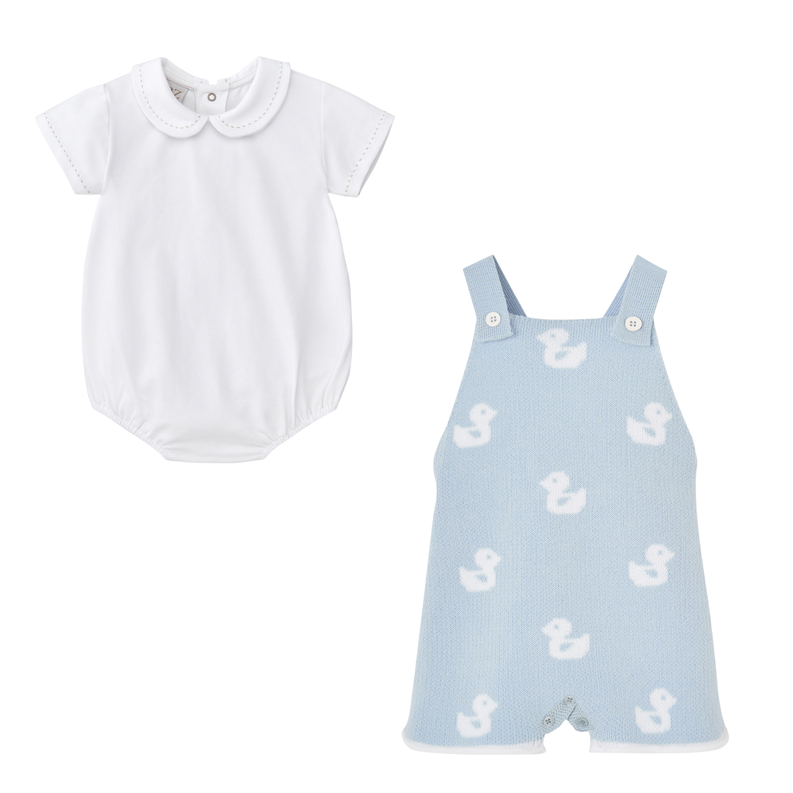 Conjunto body com gola redonda e fofo azul da Paz Rodriguez "Cua Cua"