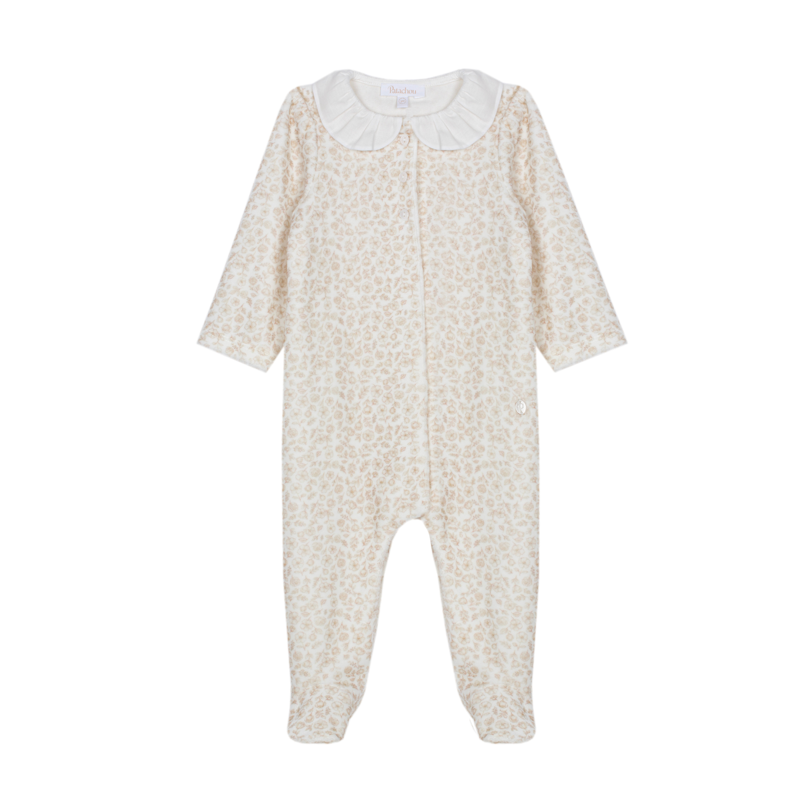 Babygrow bege com estampado floral da Patachou "Beige flowers"