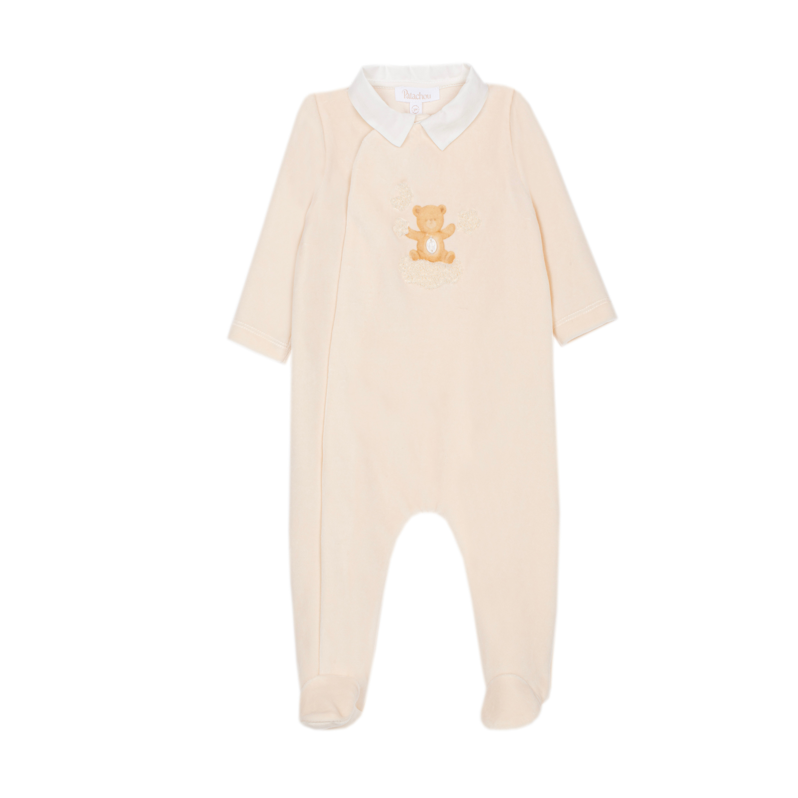 Babygrow bege com ursinho frontal da Patachou