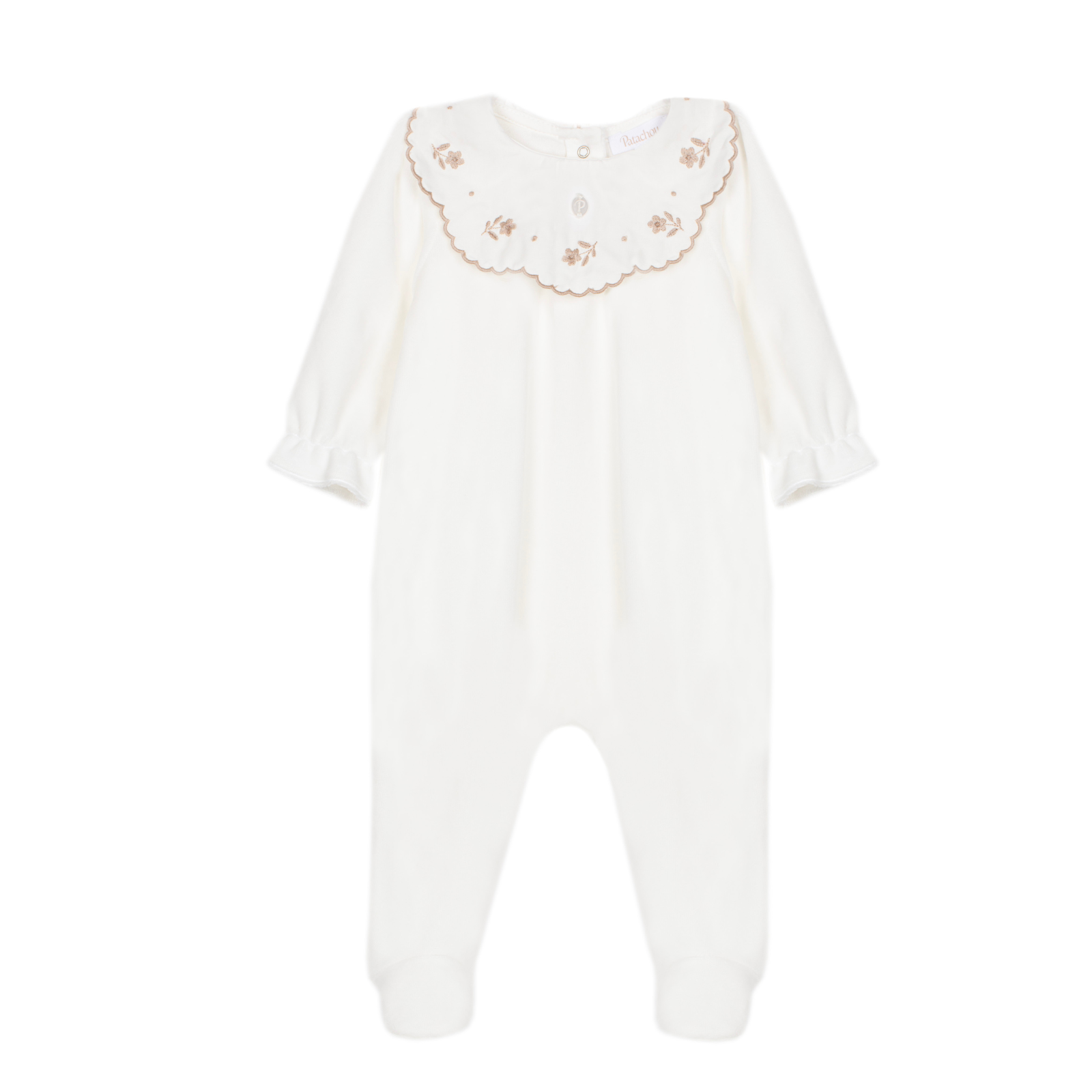 Babygrow cru com gola bordada da Patachou "Ecru"