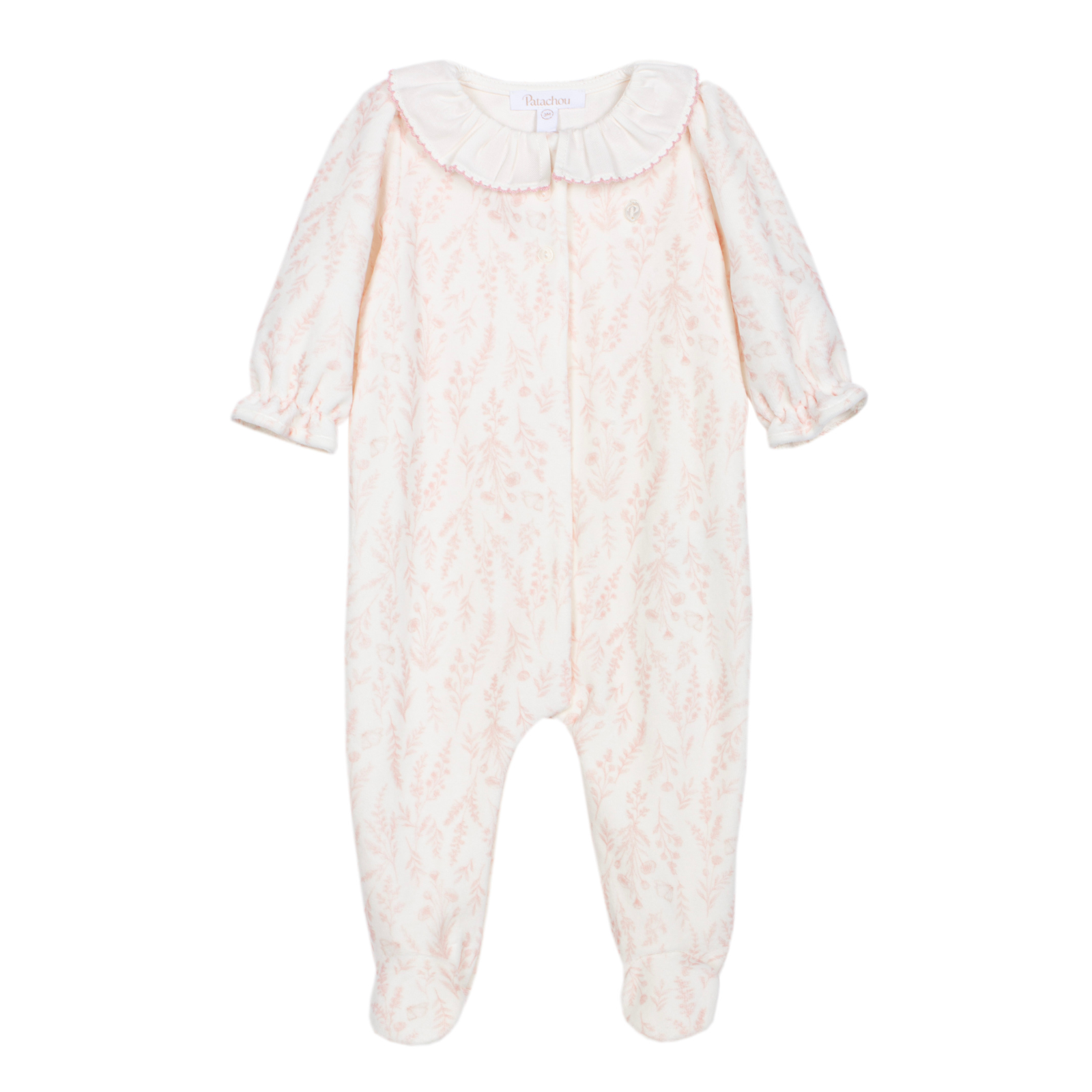 Babygrow para menina rosa estampado floral da Patachou