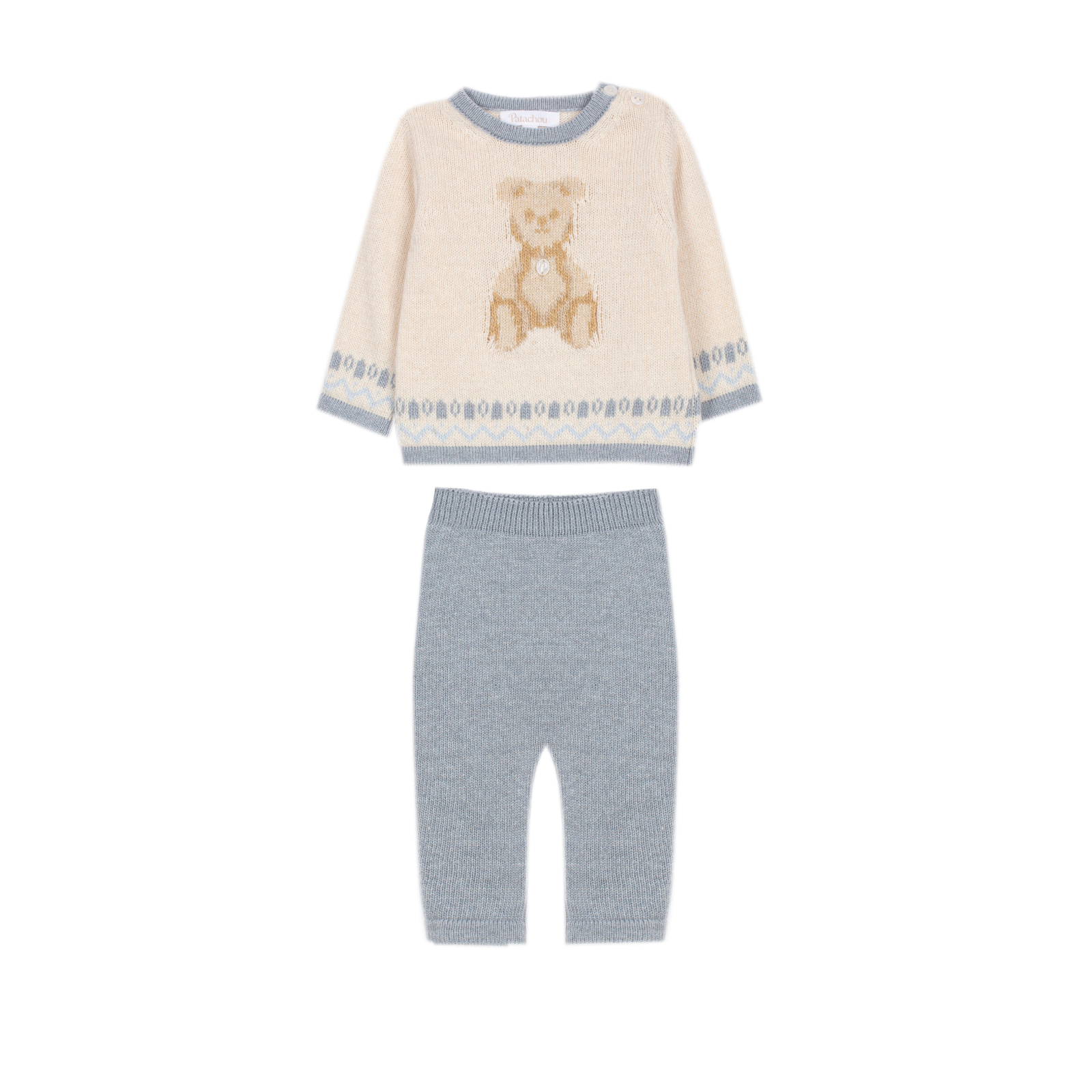 Conjunto camisola malha e calça azul da Patachou "Ecru"