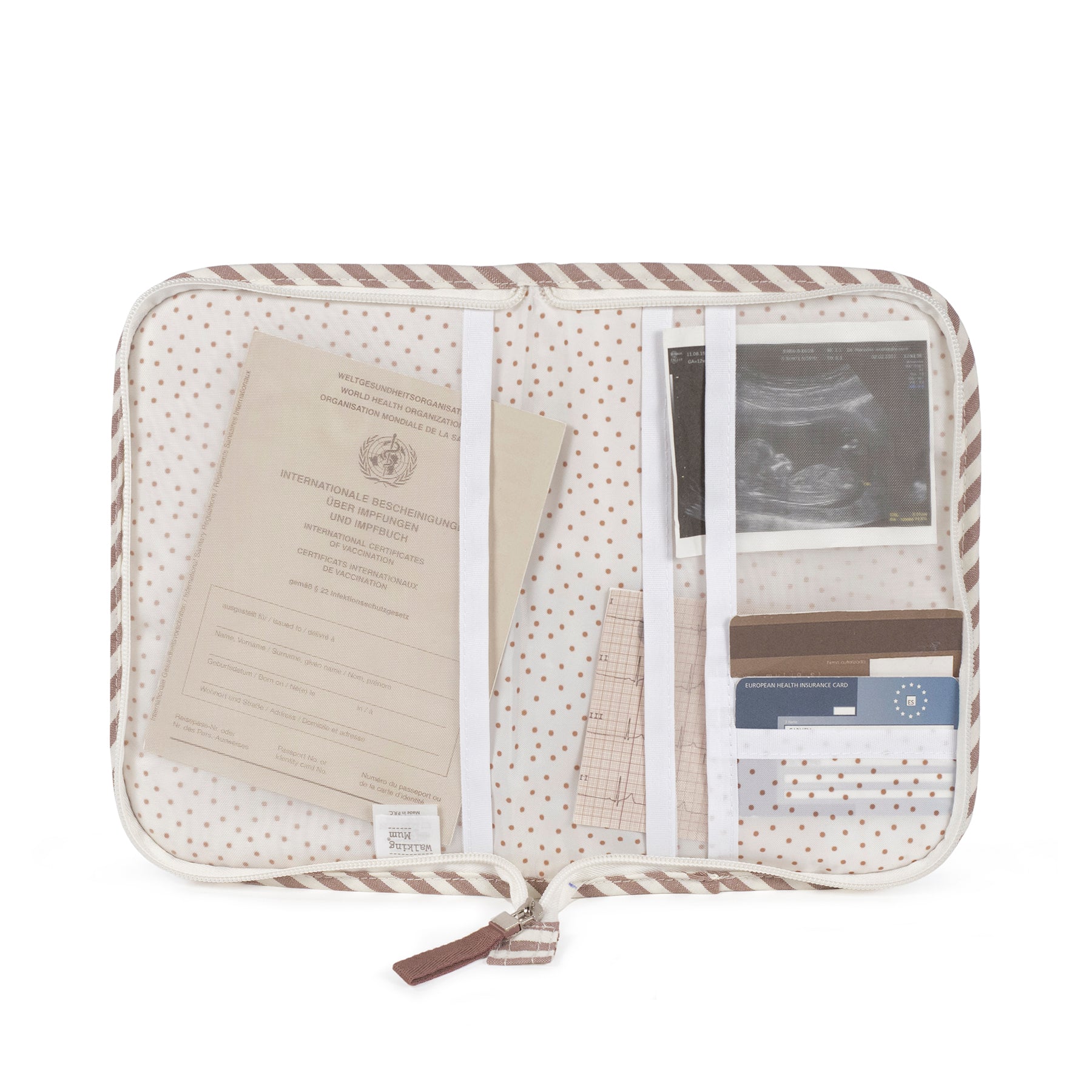 Porta-documentos da Walking Mum "Praliné Strips Moka"