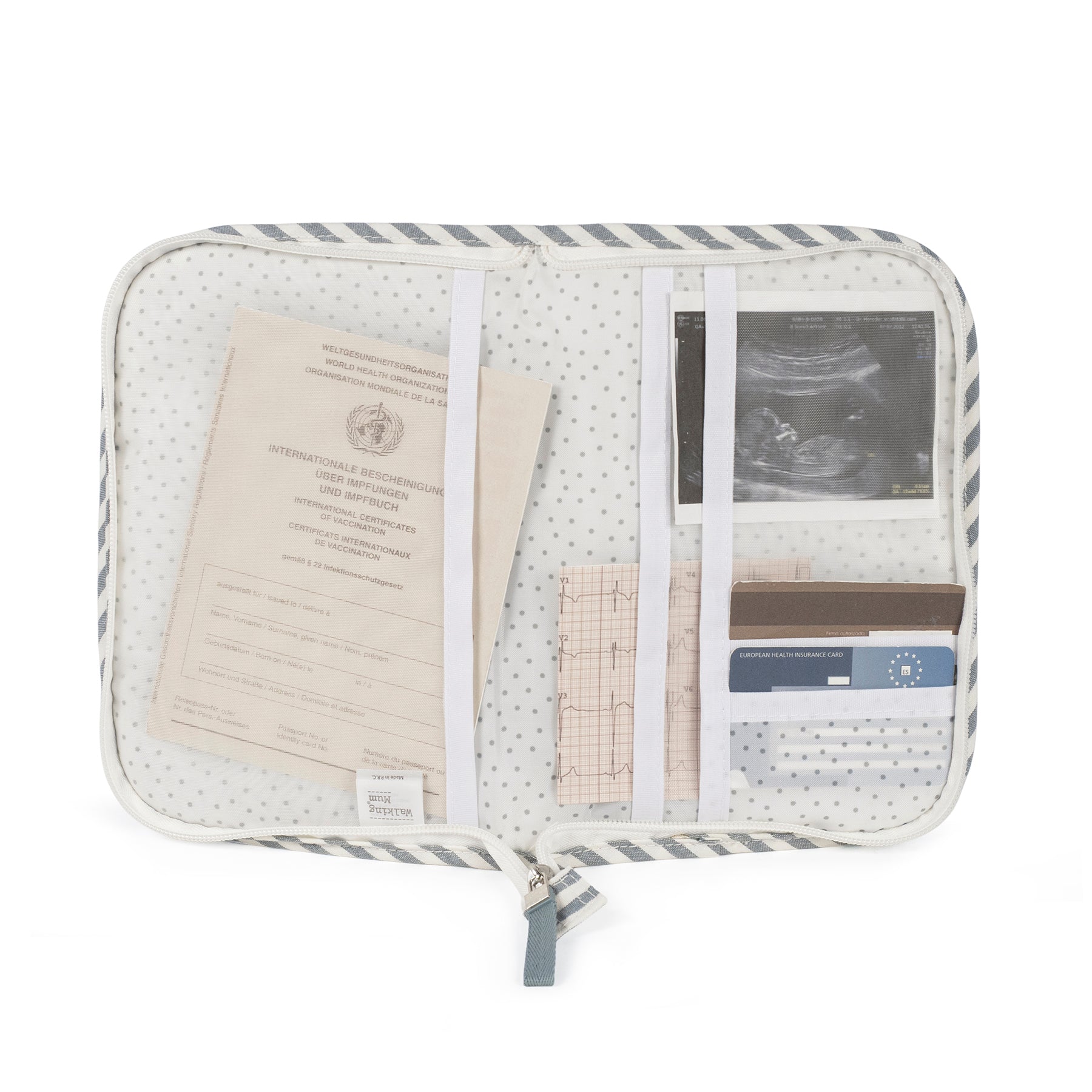 Porta-documentos da Walking Mum "Praliné Strips Matcha"