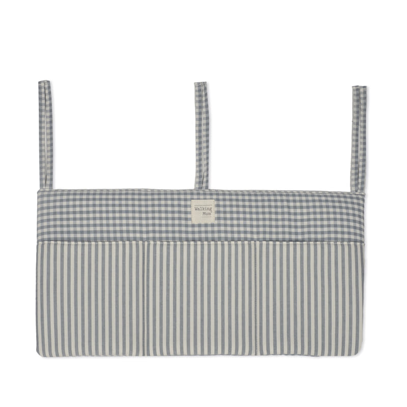 Organizador de berço da Walking Mum "Praliné Vichy / Strips Matcha"