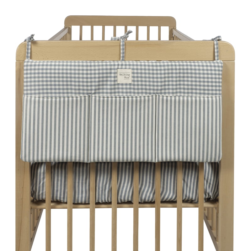 Organizador de berço da Walking Mum "Praliné Vichy / Strips Matcha"