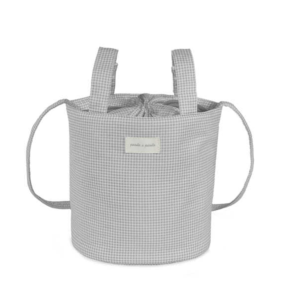 Bolsa de passeio Bucket da Pasito a Pasito "Little Bloom Vichy Grey"